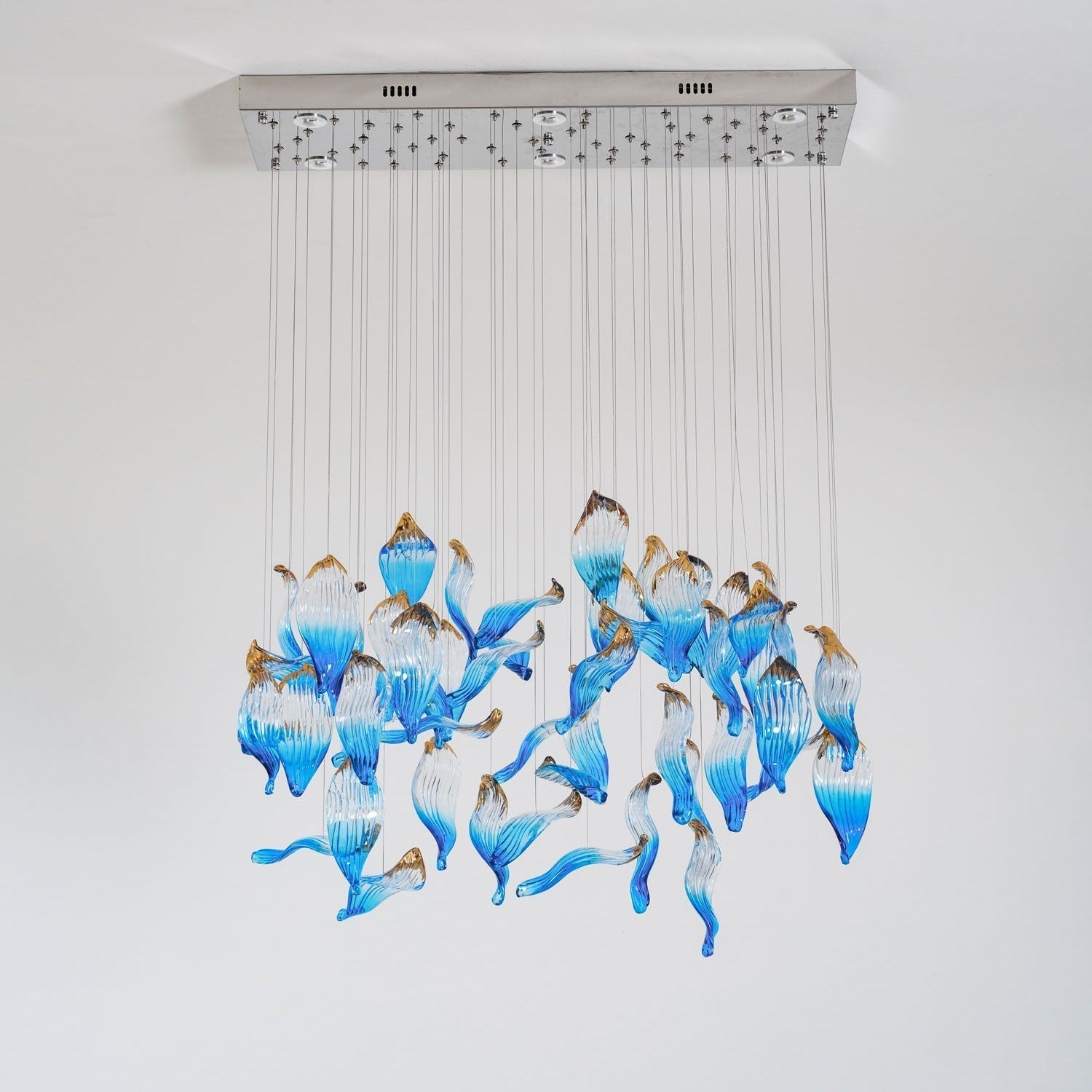 Galaxy Ocean Drift Blown Glass Crystal Spiral Chandelier - L 70.9″ x W 11.8″ x H 78.7″No Ceiling PlateBlushlighting
