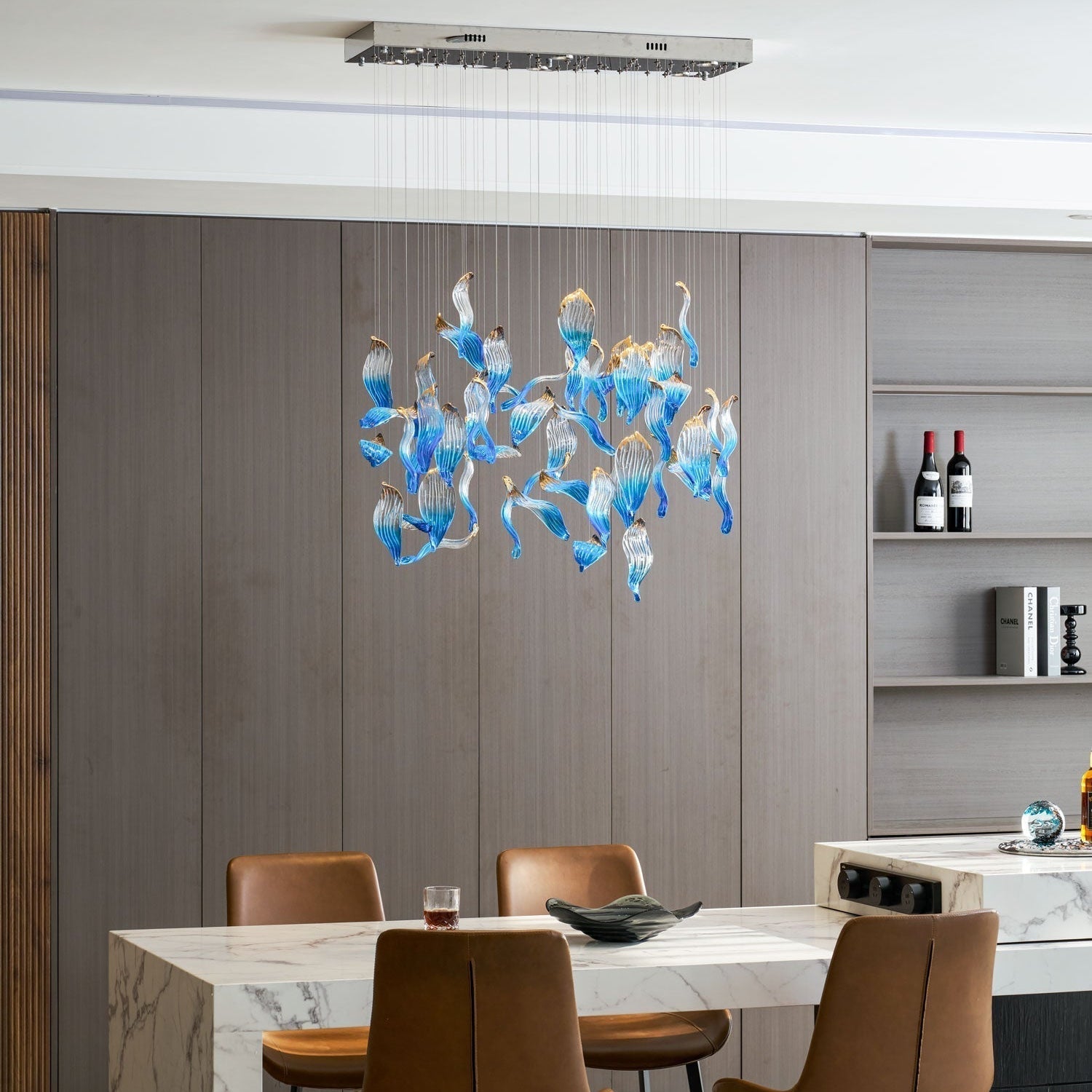 Galaxy Ocean Drift Blown Glass Crystal Spiral Chandelier - L 59.1″ x W 98.4″ x H78.7″No Ceiling PlateBlushlighting