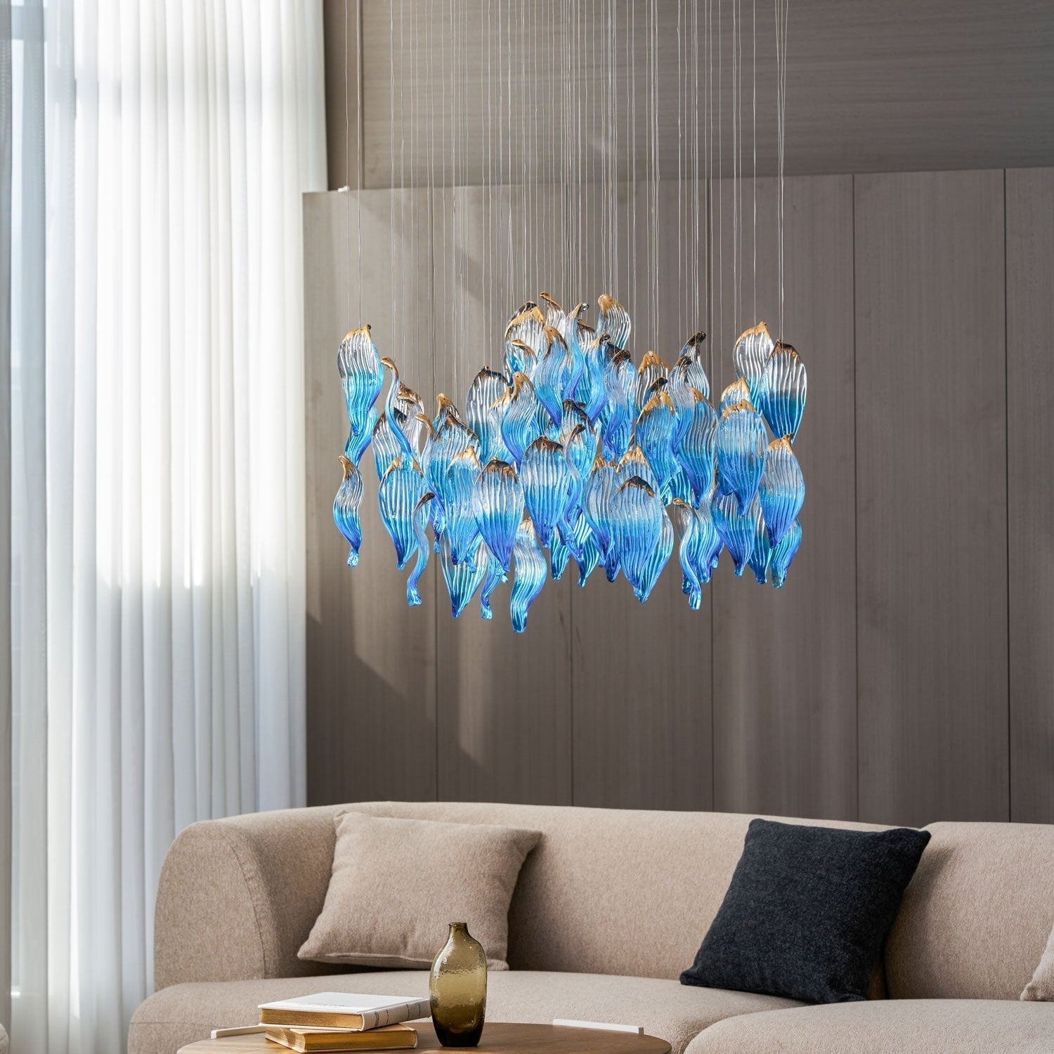 Galaxy Ocean Drift Blown Glass Crystal Spiral Chandelier - L 59.1″ x W 98.4″ x H78.7″No Ceiling PlateBlushlighting