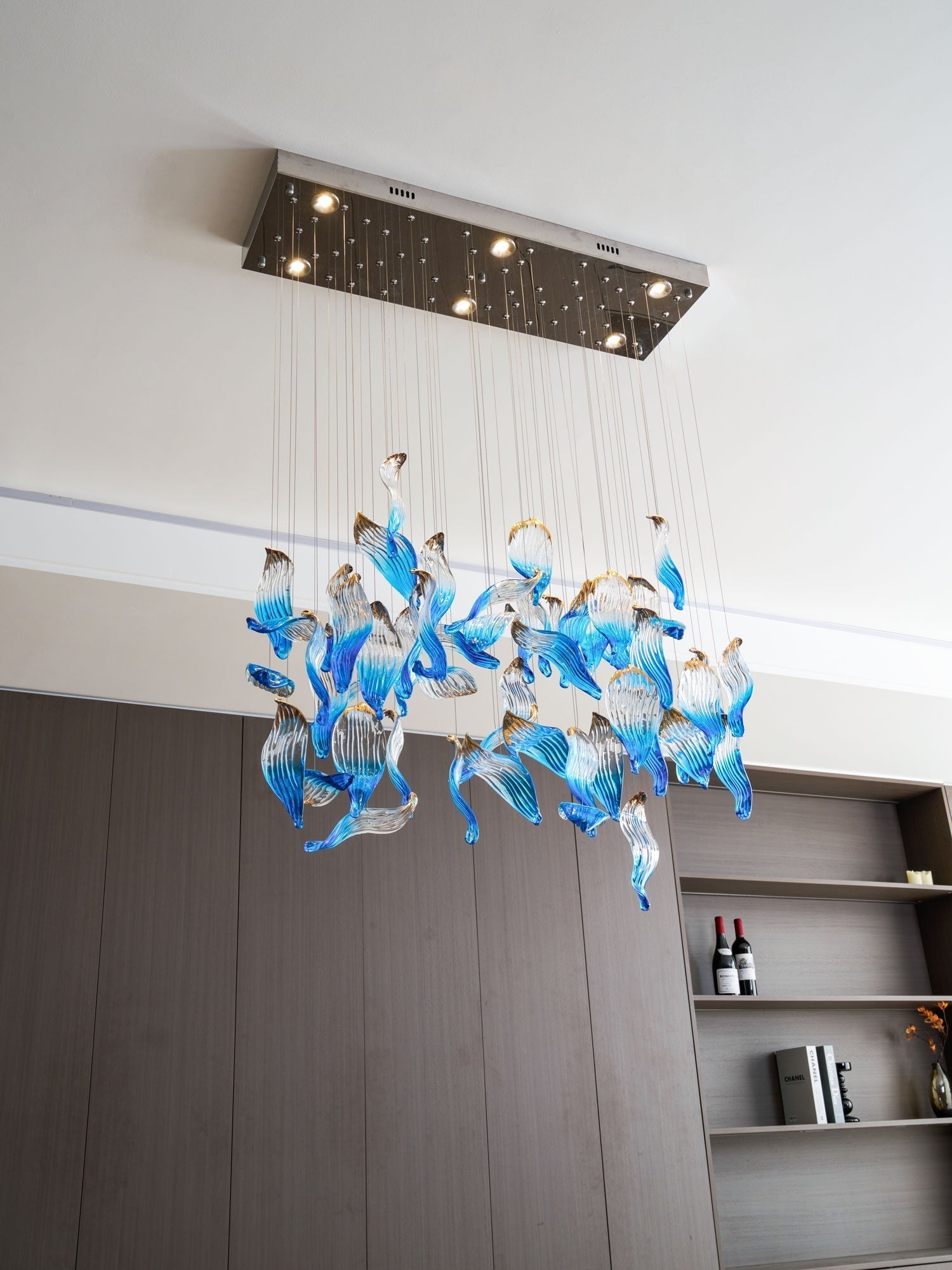 Galaxy Ocean Drift Blown Glass Crystal Spiral Chandelier - L 59.1″ x W 98.4″ x H78.7″No Ceiling PlateBlushlighting