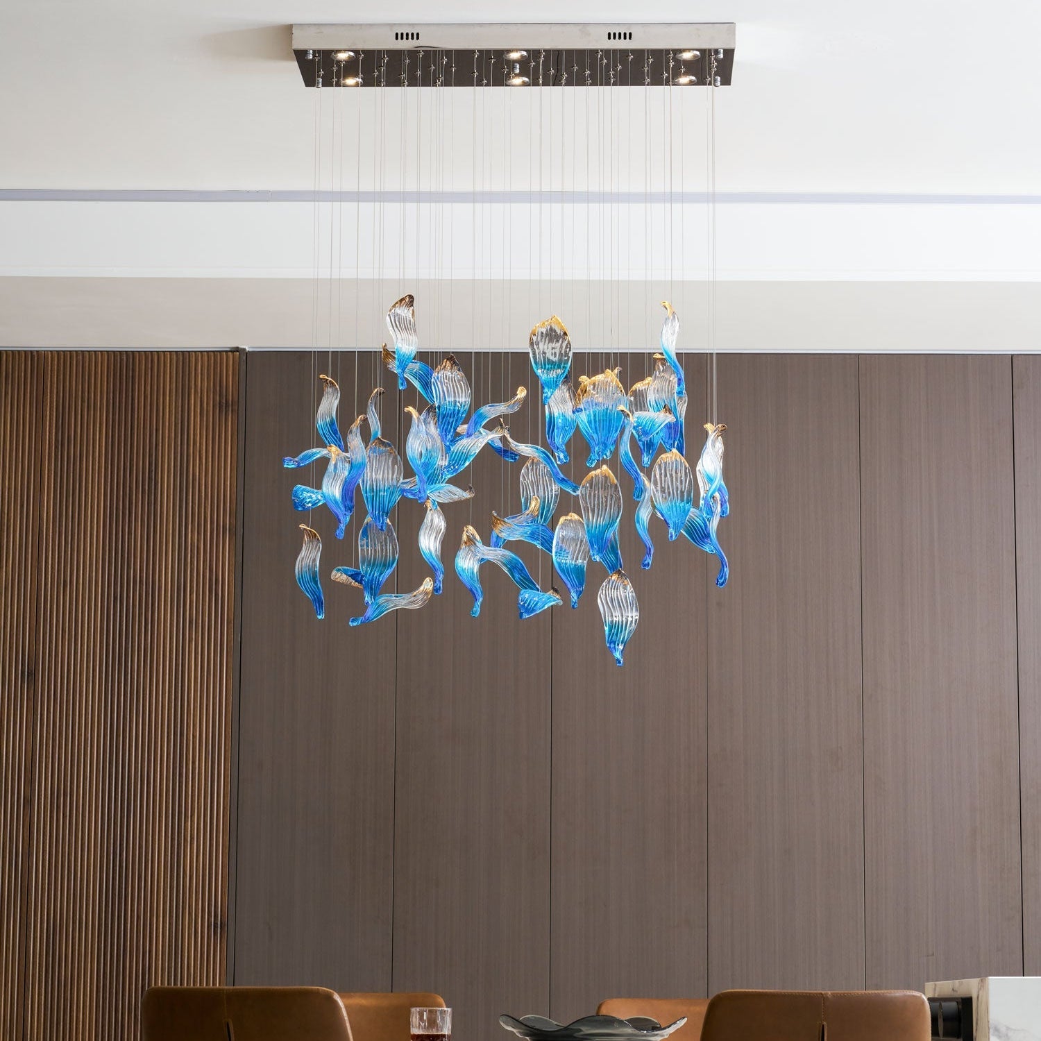 Galaxy Ocean Drift Blown Glass Crystal Spiral Chandelier - L 59.1″ x W 98.4″ x H78.7″No Ceiling PlateBlushlighting