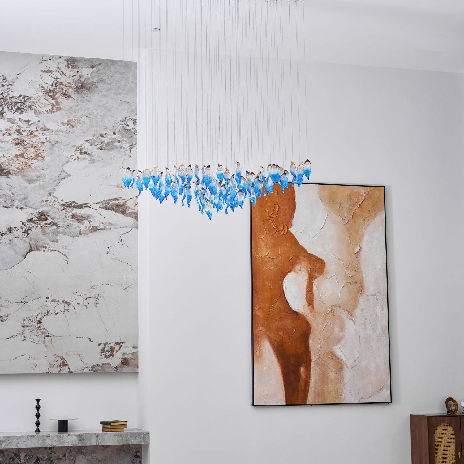 Galaxy Ocean Drift Blown Glass Crystal Spiral Chandelier - L 59.1″ x W 98.4″ x H78.7″No Ceiling PlateBlushlighting