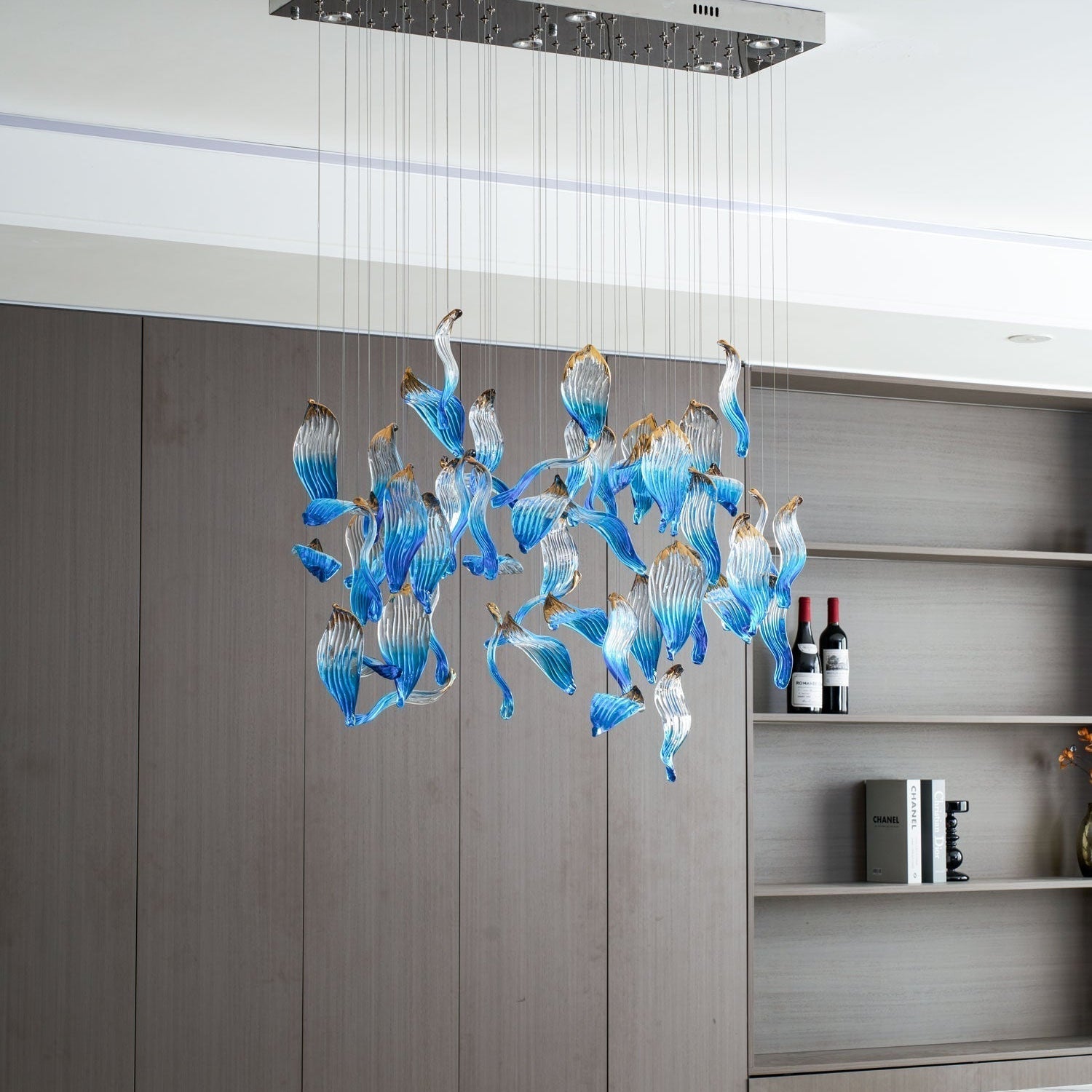 Galaxy Ocean Drift Blown Glass Crystal Spiral Chandelier - L 59.1″ x W 98.4″ x H78.7″No Ceiling PlateBlushlighting