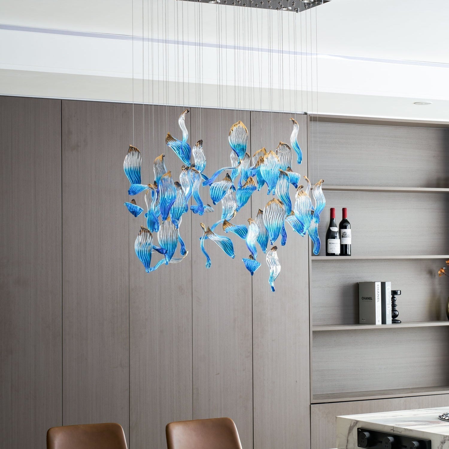 Galaxy Ocean Drift Blown Glass Crystal Spiral Chandelier - L 59.1″ x W 98.4″ x H78.7″No Ceiling PlateBlushlighting