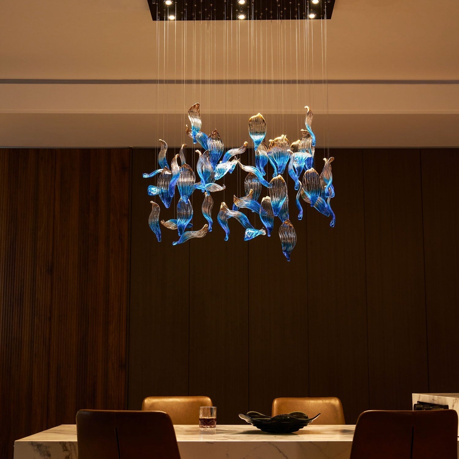 Galaxy Ocean Drift Blown Glass Crystal Spiral Chandelier - L 59.1″ x W 98.4″ x H78.7″No Ceiling PlateBlushlighting