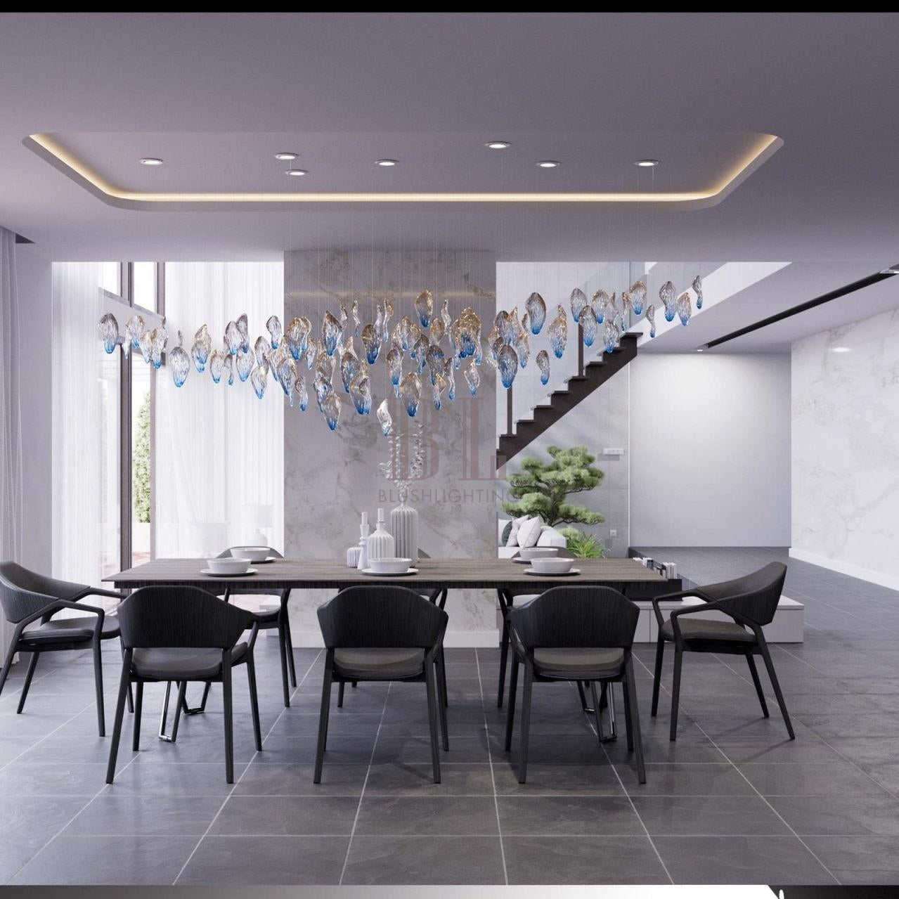Galaxy Ocean Drift Blown Glass Crystal Spiral Chandelier - L 59.1″ x W 98.4″ x H78.7″No Ceiling PlateBlushlighting