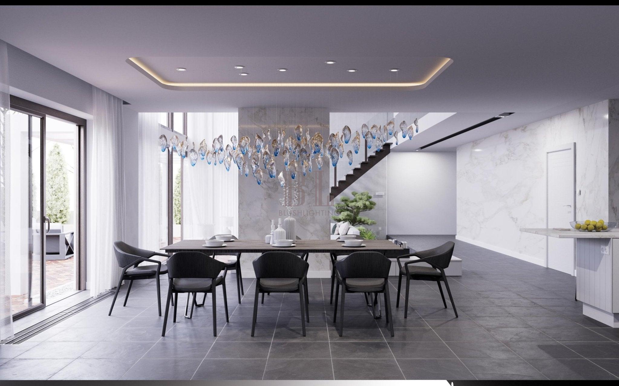 Galaxy Ocean Drift Blown Glass Crystal Spiral Chandelier - L 59.1″ x W 98.4″ x H78.7″No Ceiling PlateBlushlighting