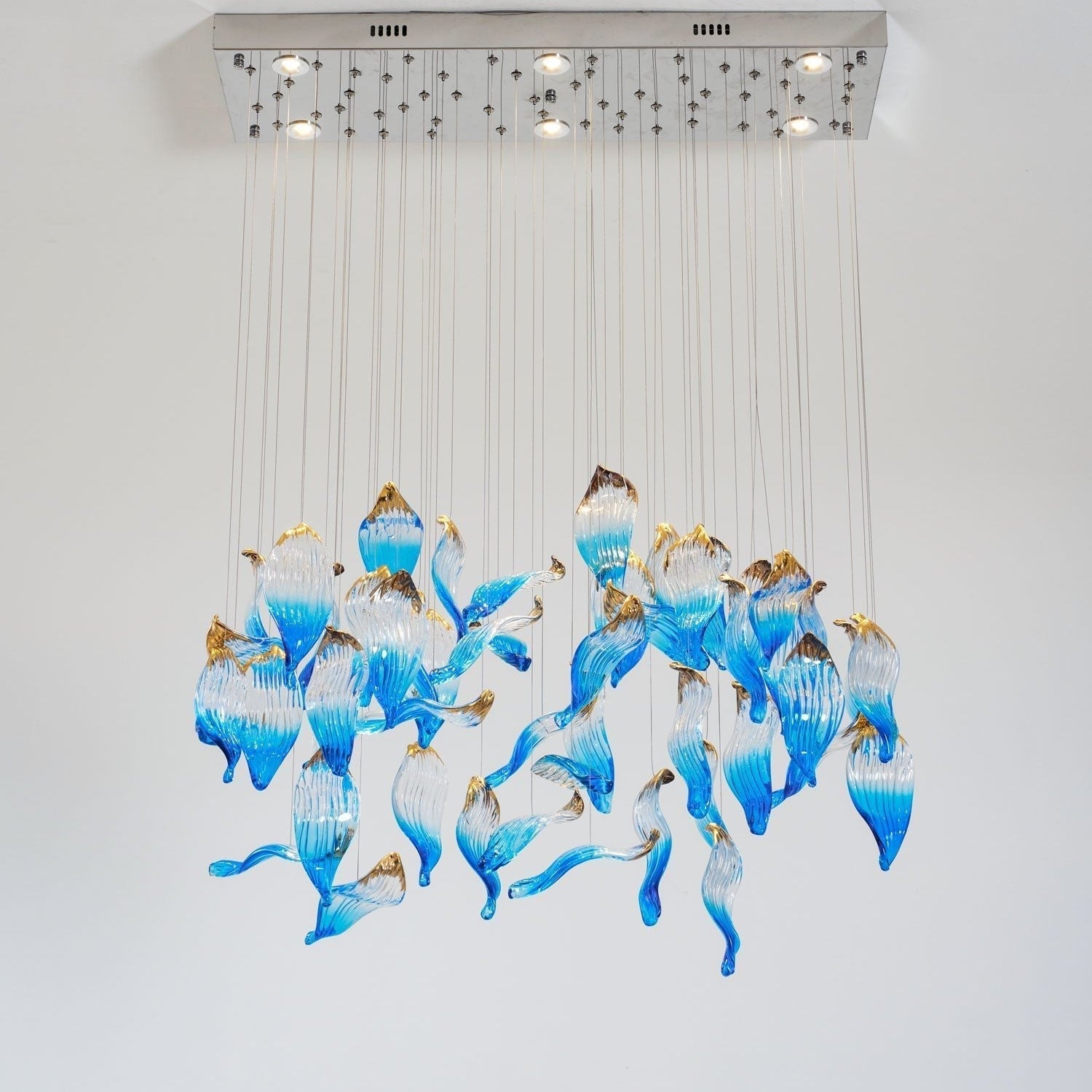 Galaxy Ocean Drift Blown Glass Crystal Spiral Chandelier - Support Customized DrawingsNo Ceiling PlateBlushlighting