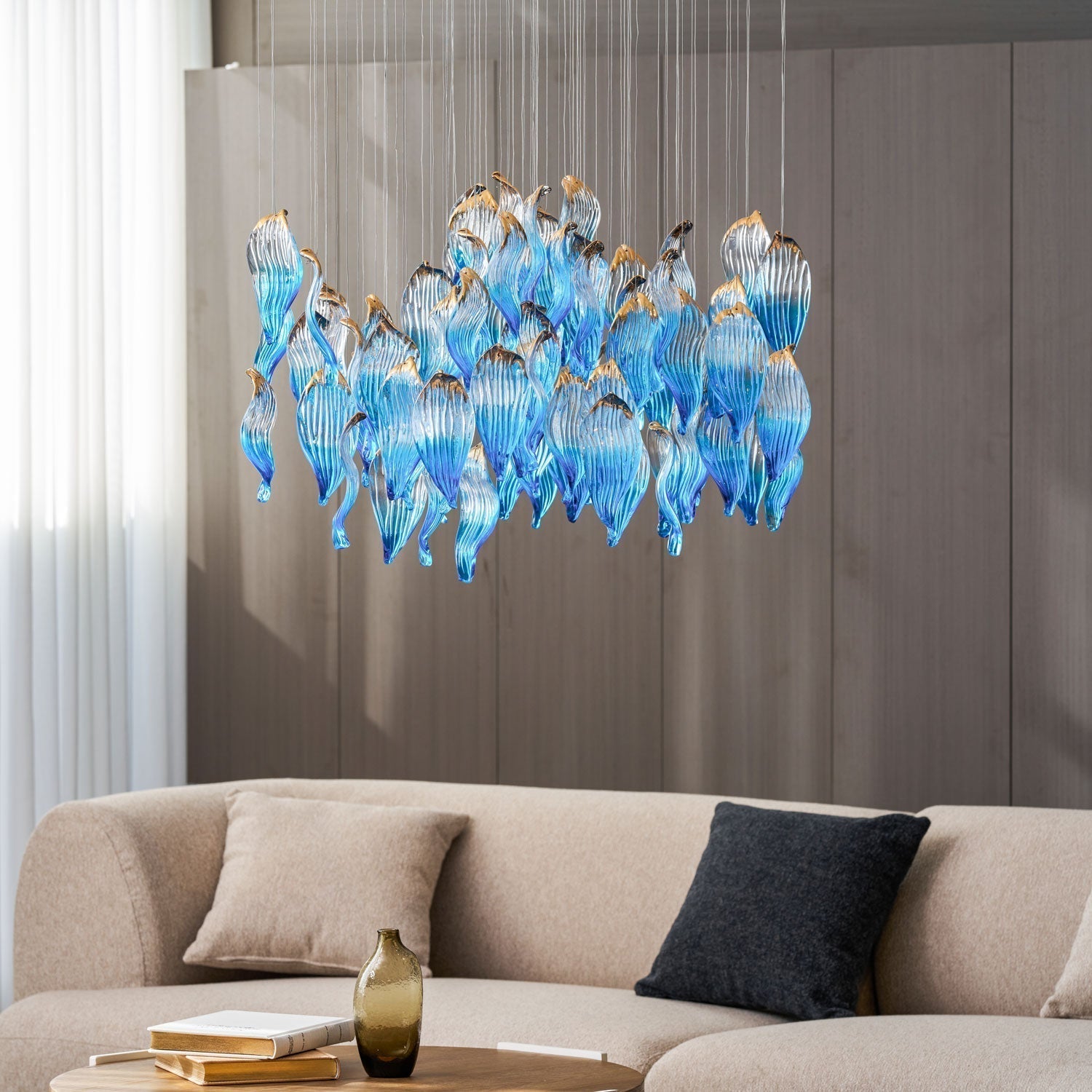 Galaxy Ocean Drift Blown Glass Crystal Spiral Chandelier - L 59.1″ x W 98.4″ x H78.7″No Ceiling PlateBlushlighting