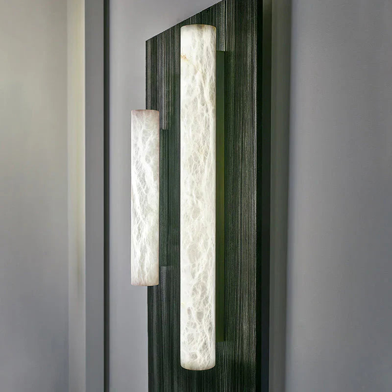 Garron Modern Alabaster Linear Wall Sconce-3.2'' W x 31.5'' H-Black-