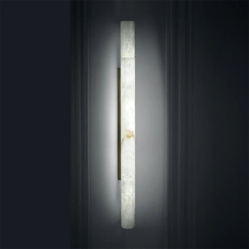 Garron Modern Alabaster Linear Wall Sconce-3.2'' W x 47.2'' H-Black-