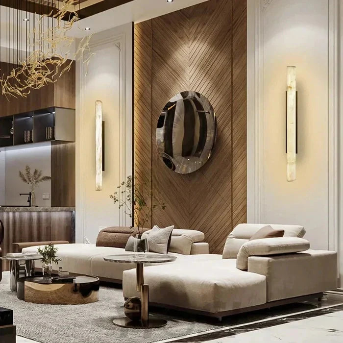 Garron Modern Alabaster Linear Wall Sconce-