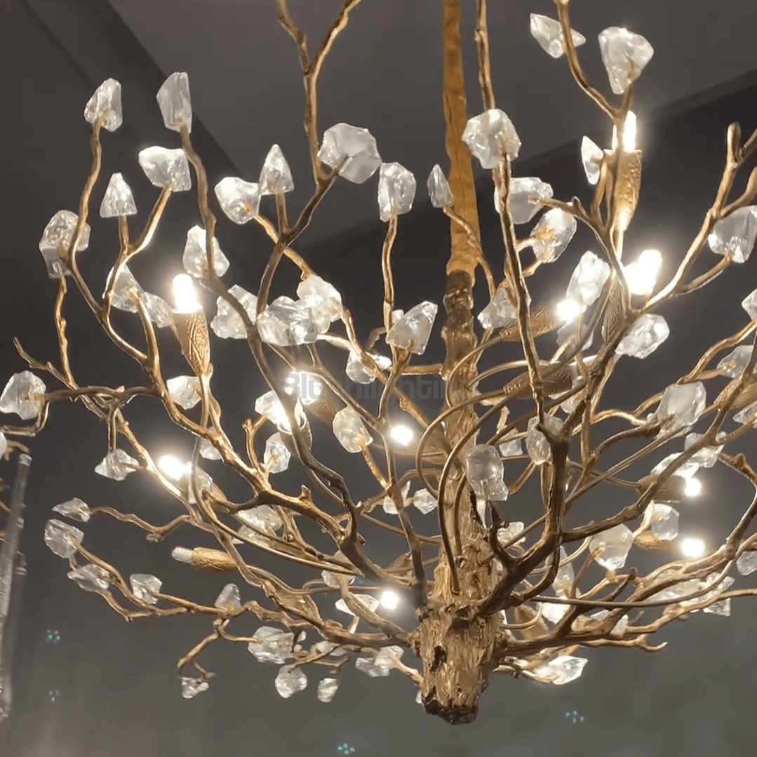 Gemstone Branch Chandelier with Artistic Design for Bedroom or Living Room - 8 Lights/D23.6"*H21.65"Warm LightBlushlighting