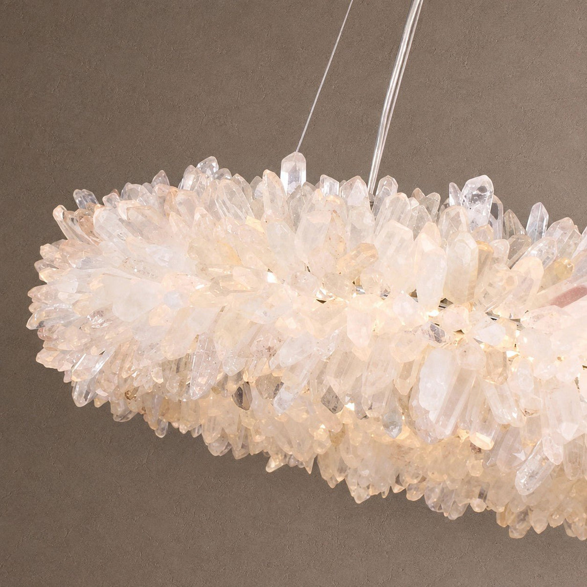 Geode Quartz Cloud Round Chandelier - Custom 24'' FlushmountBrassBlushlighting