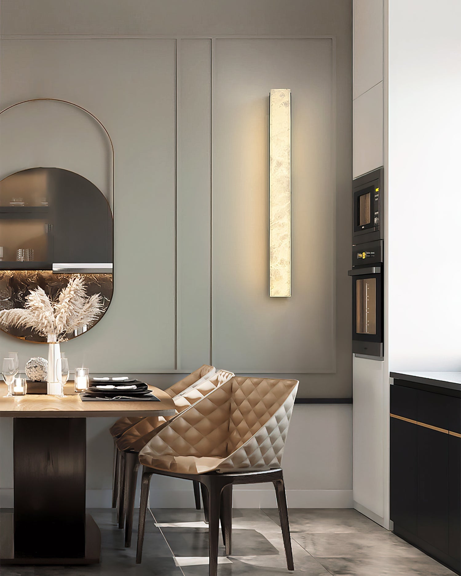 Geometric Alabaster Wall Lamp - L 3.1” x W 3.1“ x H 31.5“Black & WhiteWarm LightBlushlighting