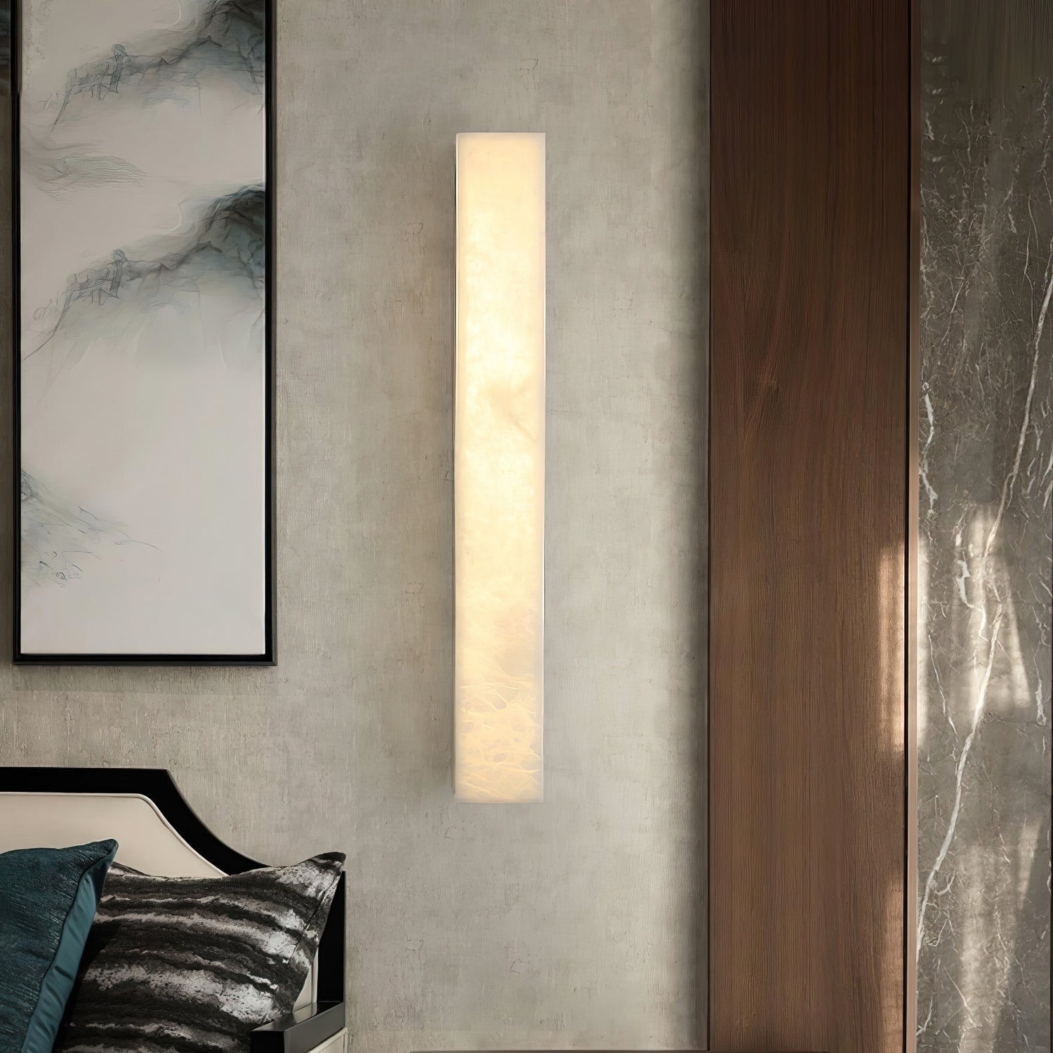 Geometric Alabaster Wall Lamp - L 3.1” x W 3.1“ x H 31.5“Black & WhiteWarm LightBlushlighting