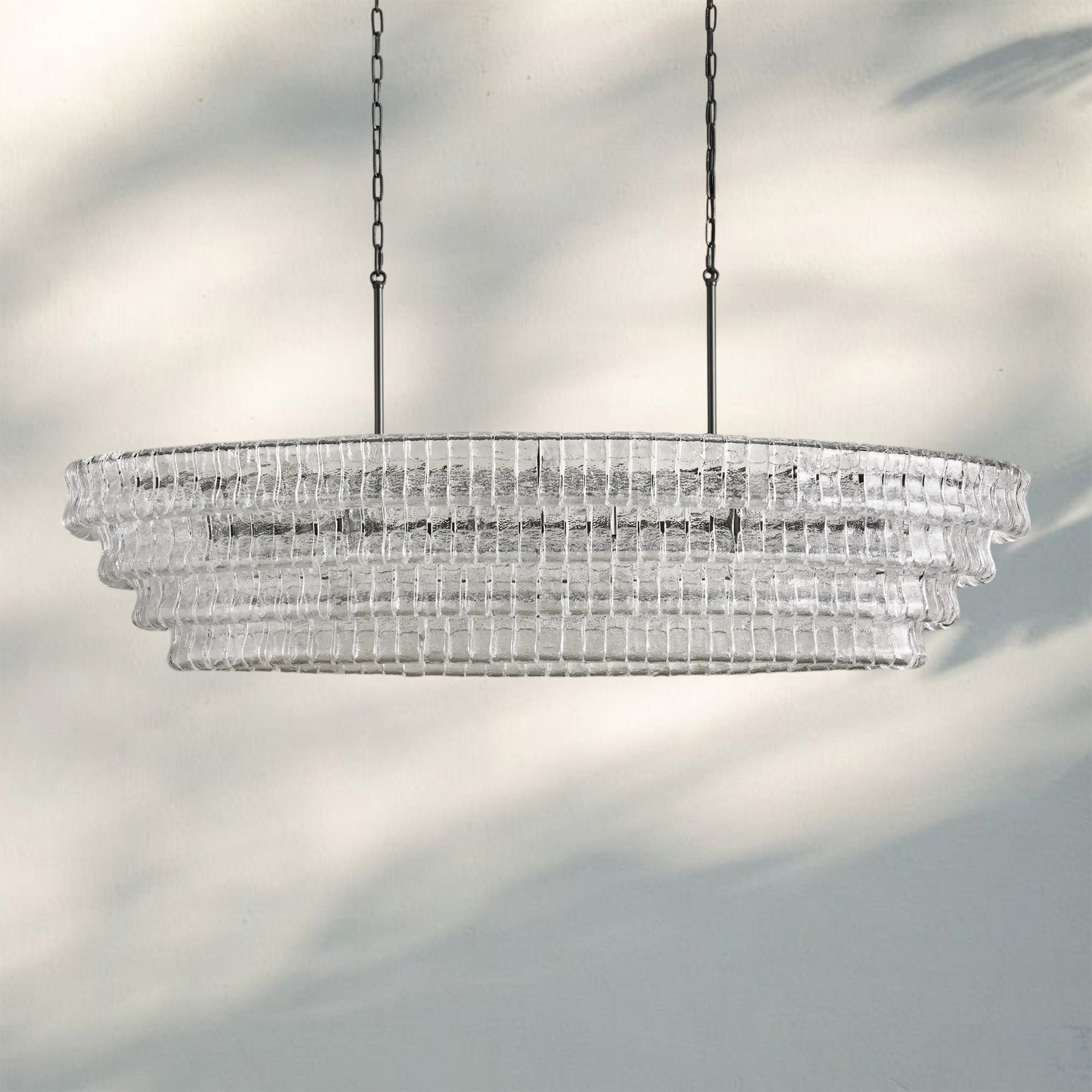 Ghiaccio Glass Oval Chandelier 54''65'' - Matte BlackClear65"Blushlighting