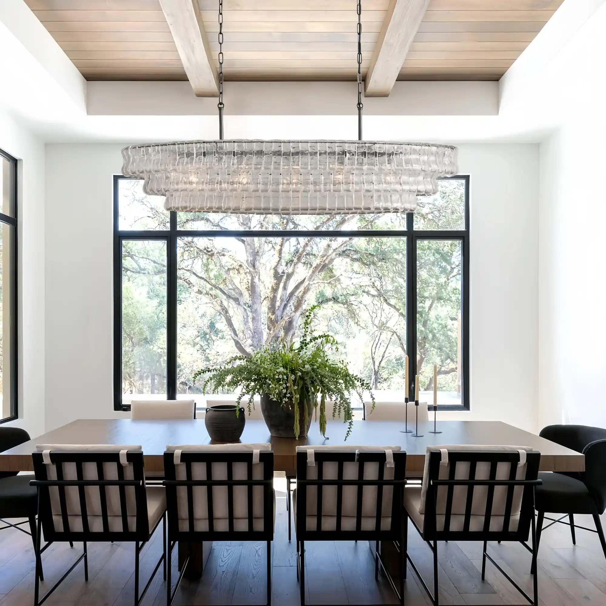 Ghiaccio Glass Oval Chandelier 54''65''-Blushlighting