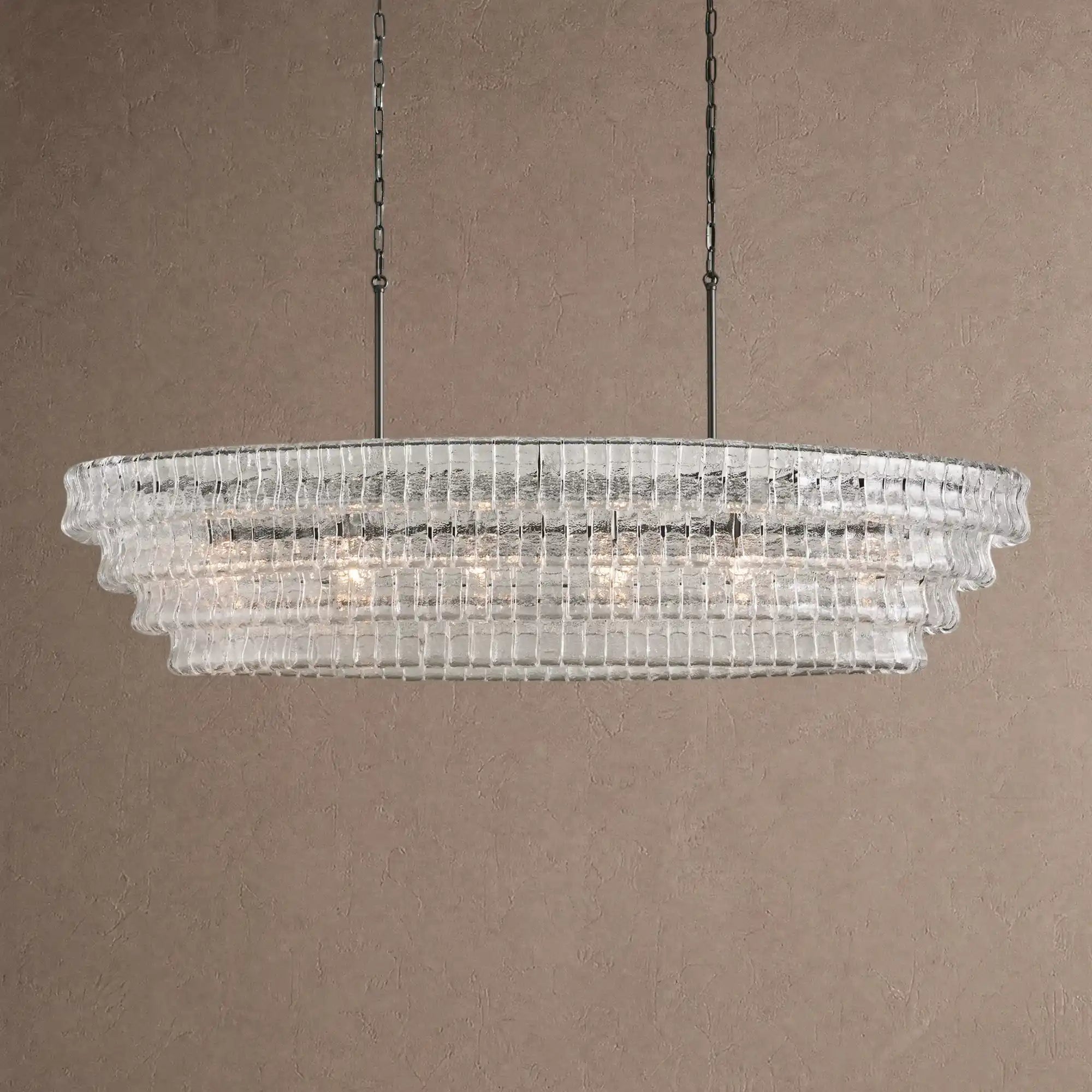 Ghiaccio Glass Oval Chandelier 54''65'' - Matte BlackClear65"Blushlighting