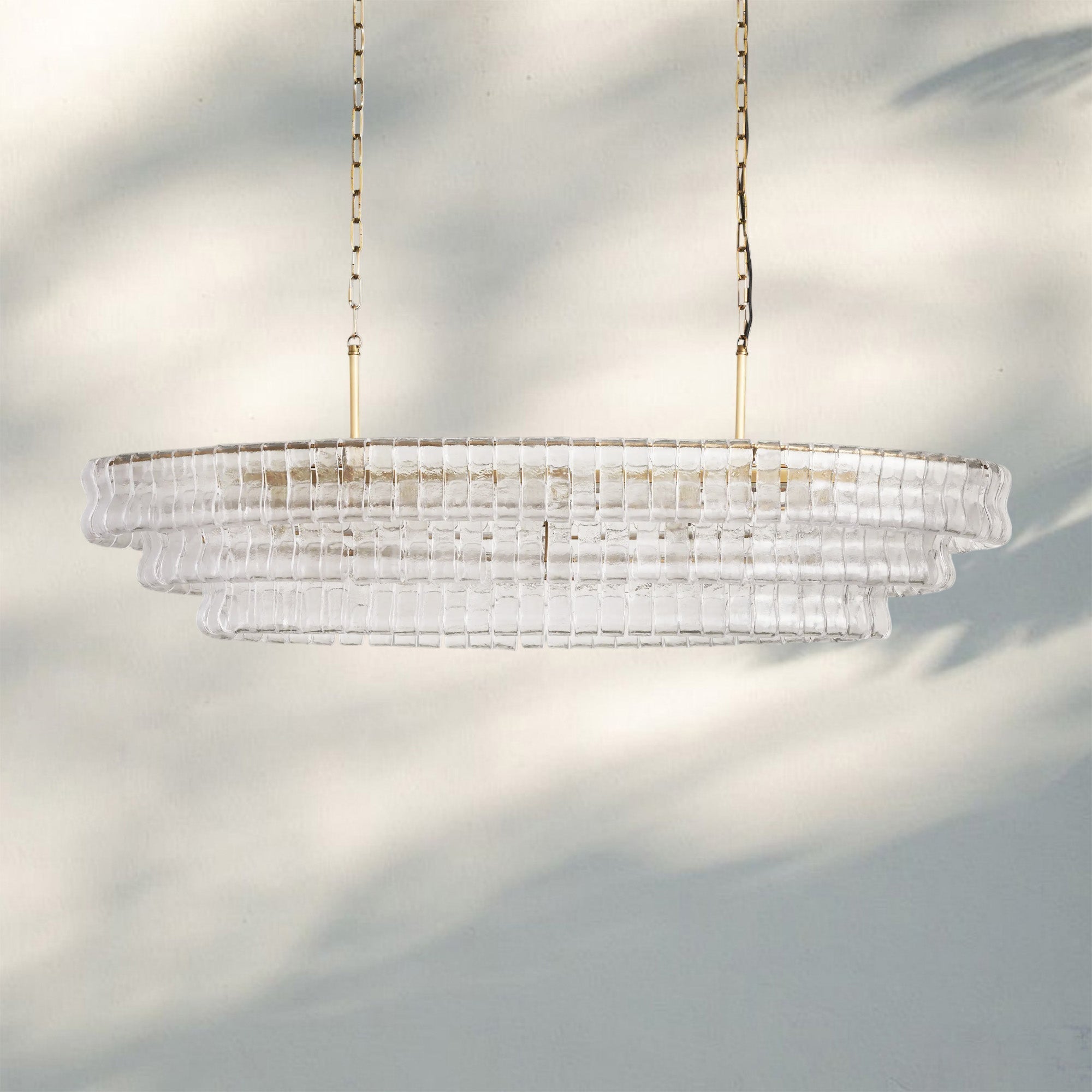 Ghiaccio Glass Oval Chandelier 54''65'' - Matte BlackClear54"Blushlighting