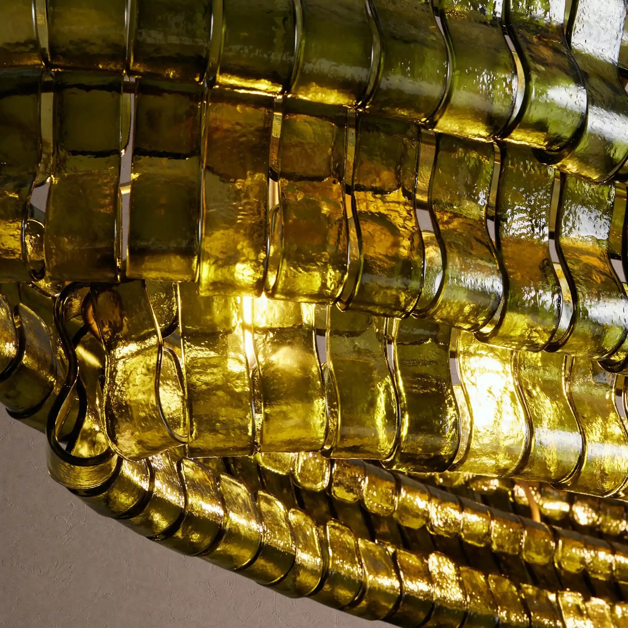 Ghiaccio Glass Oval Chandelier 54''65'' - Matte BlackGreen54"Blushlighting