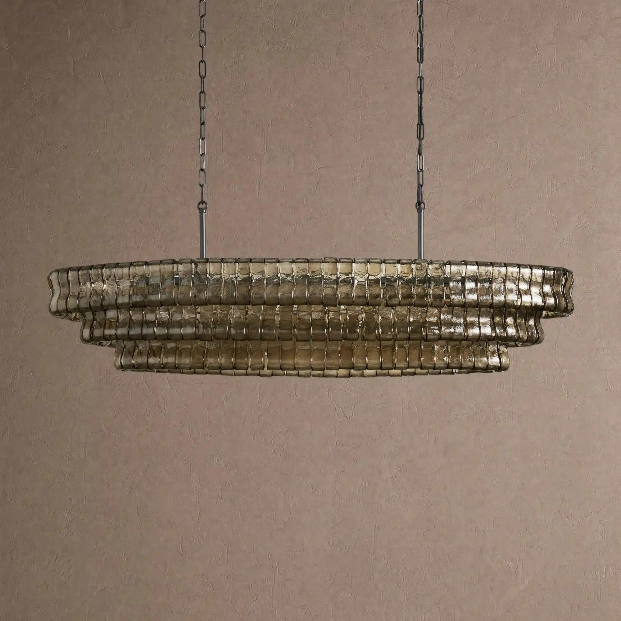 Ghiaccio Glass Oval Chandelier 54''65'' - Matte BlackSmoke54"Blushlighting