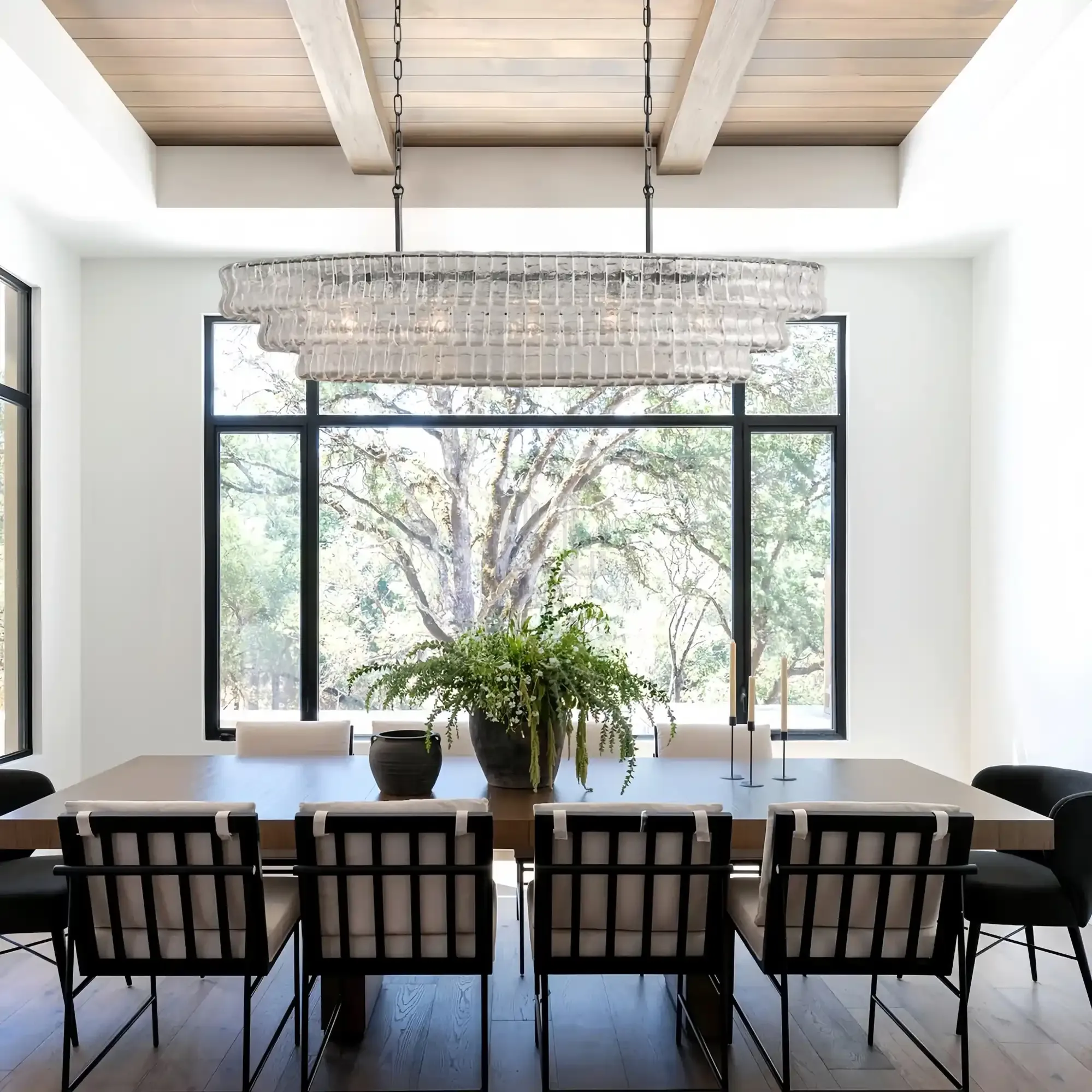 Ghiaccio Glass Oval Chandelier 54''65''-Blushlighting