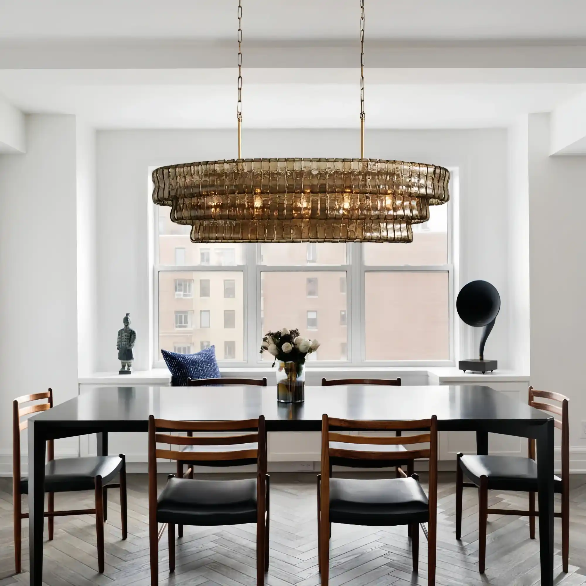 Ghiaccio Glass Oval Chandelier 54''65''-Blushlighting