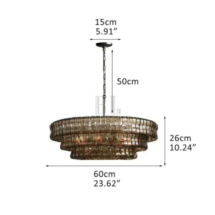 Ghiacio Glass Round Chandelier 24" 36" 48" 60"-