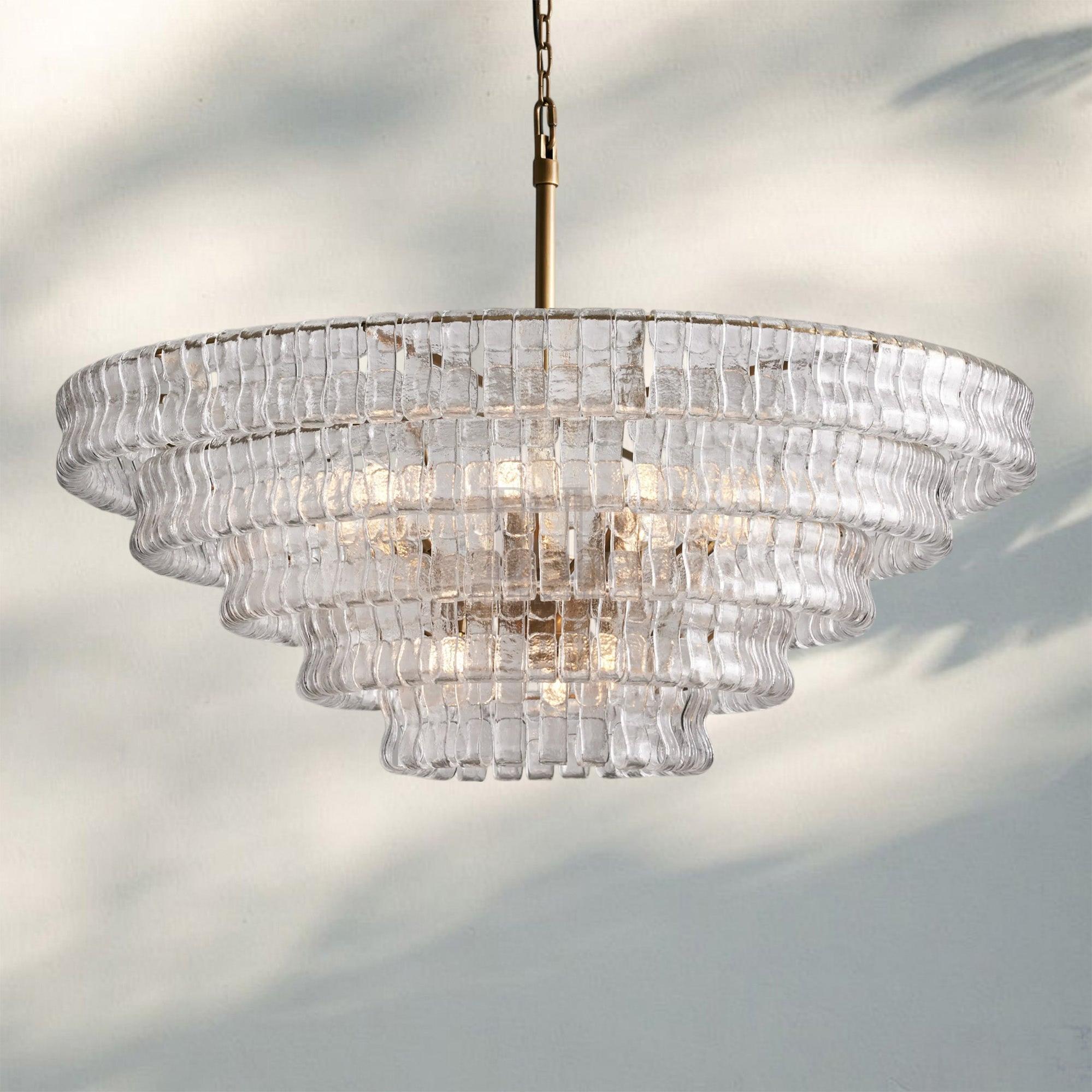 Ghiacio Glass Round Chandelier 24" 36" 48" 60"-