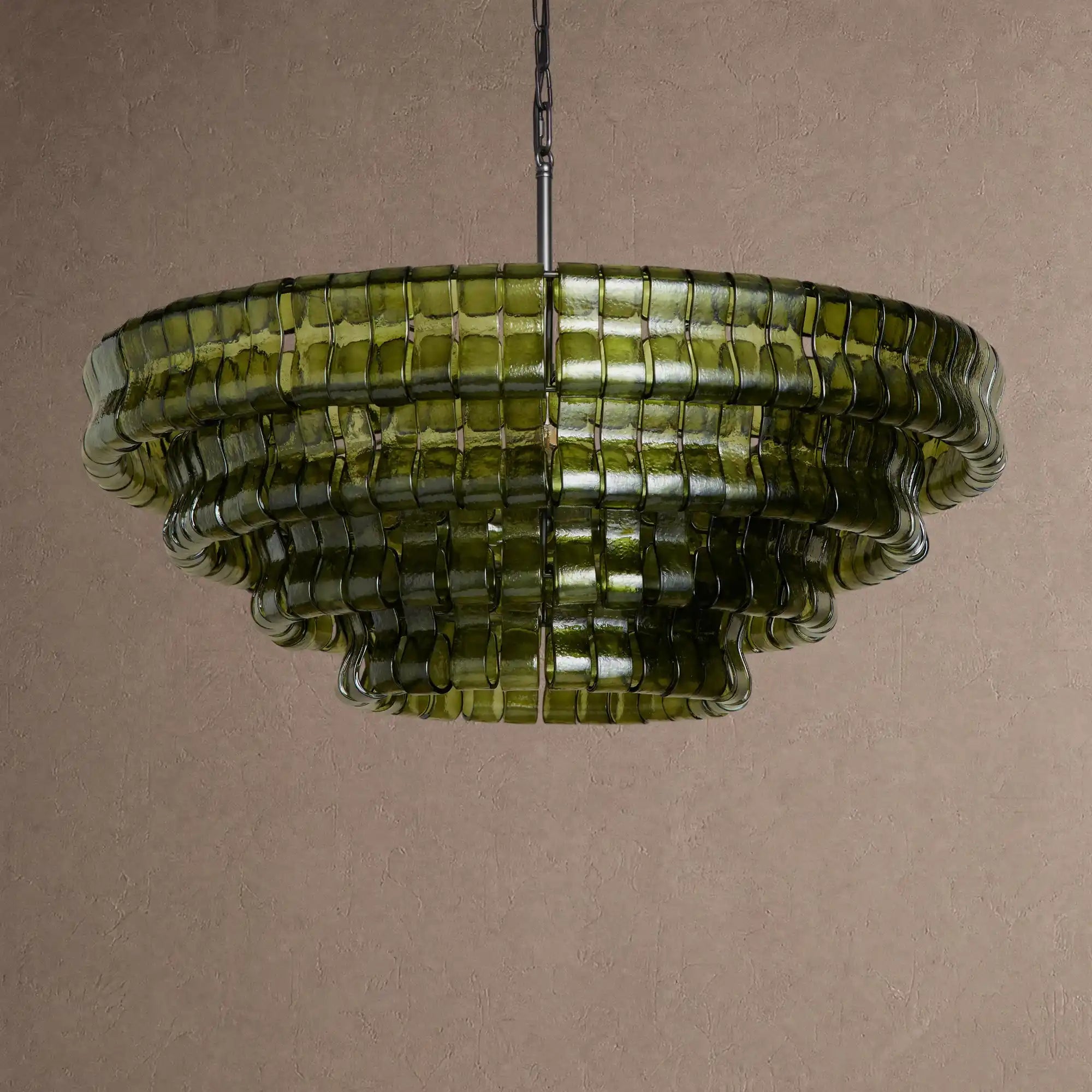 Ghiaccio Glass Round Chandelier 24" 36" 48" 60" - 4-Tier 36"BlackSmokeBlushlighting