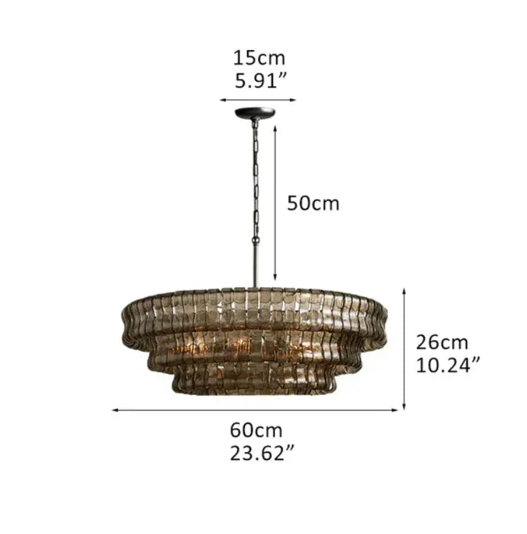 Ghiacio Glass Round Chandelier 24" 36" 48" 60"-