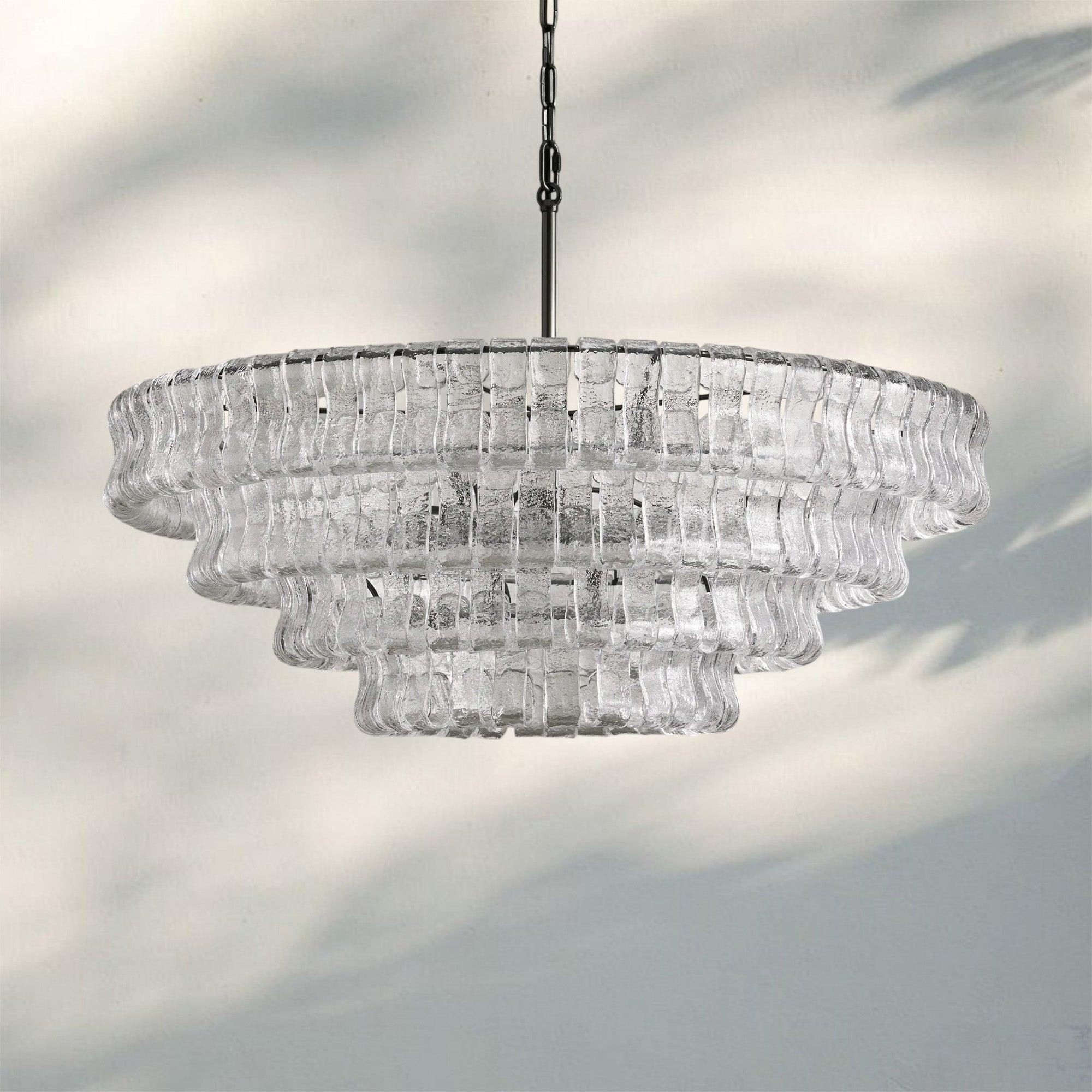 Ghiacio Glass Round Chandelier 24" 36" 48" 60"-