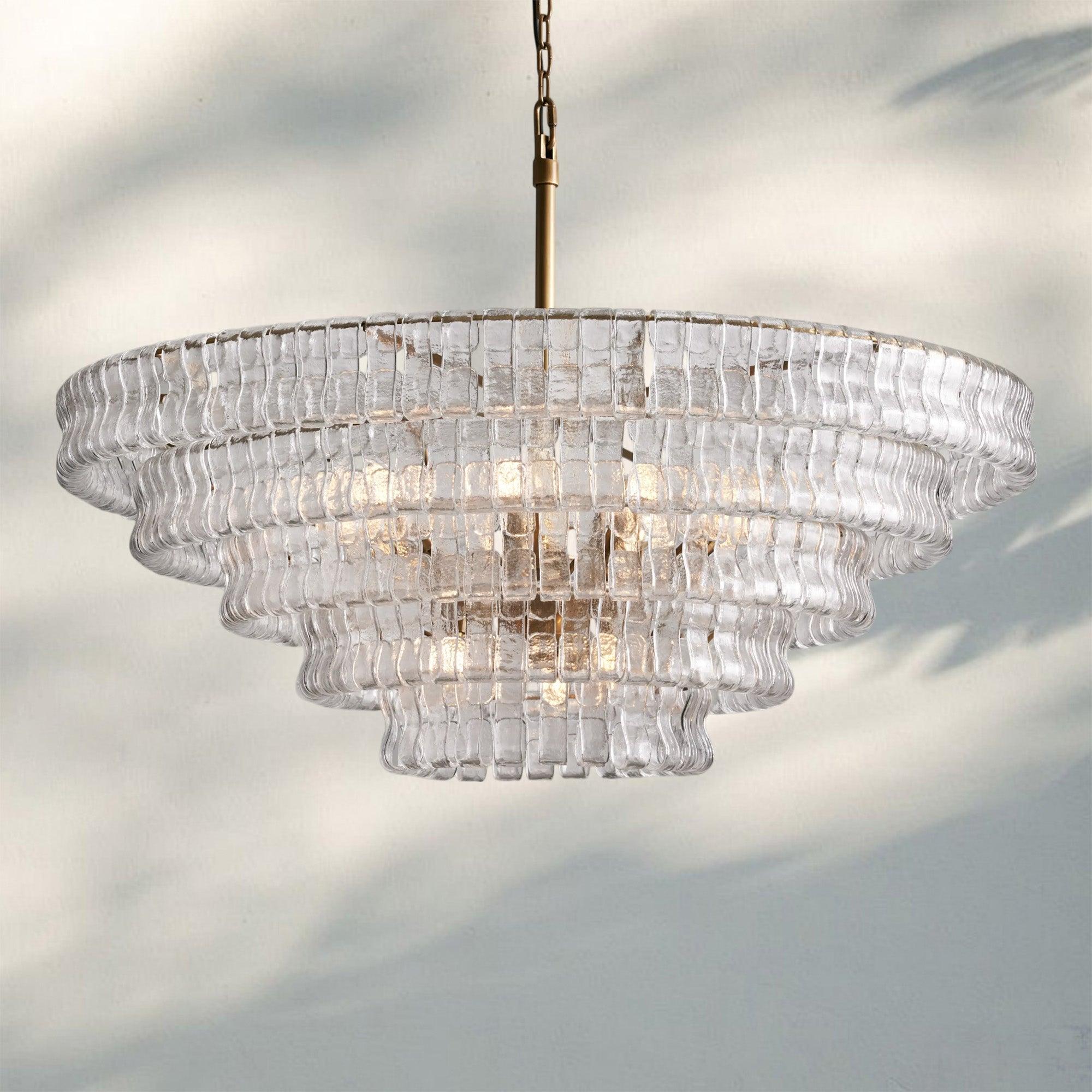 Ghiacio Glass Round Chandelier 24" 36" 48" 60"-