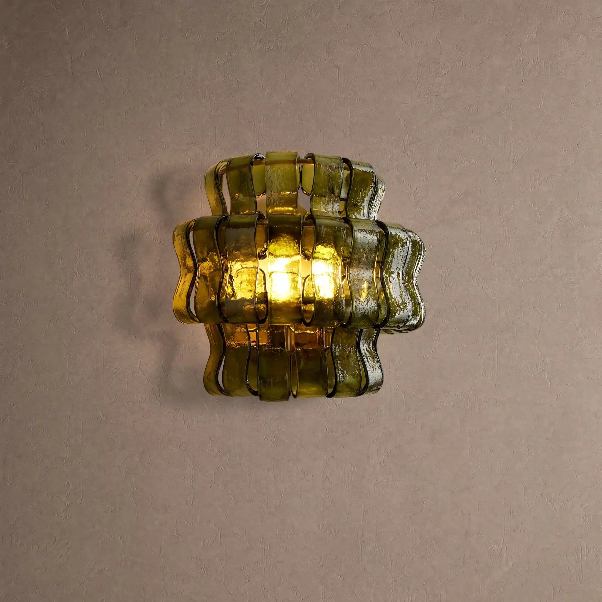 Ghiaccio Glass Wall Sconce - Antique BrassGreenBlushlighting