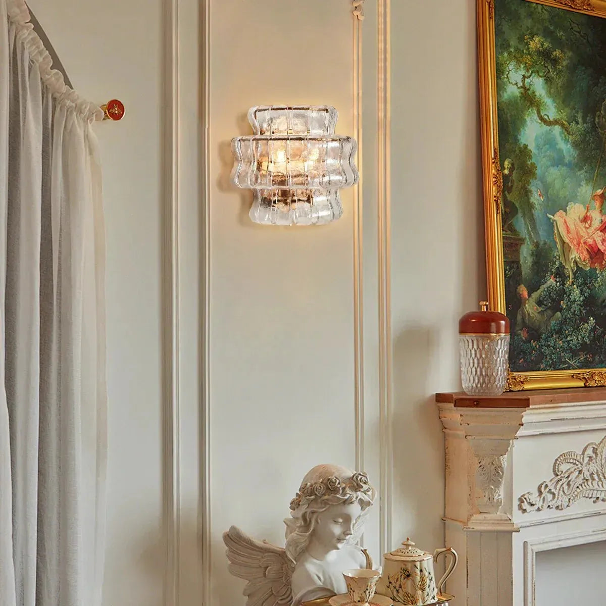 Ghiaccio Glass Wall Sconce - Antique BrassClearBlushlighting