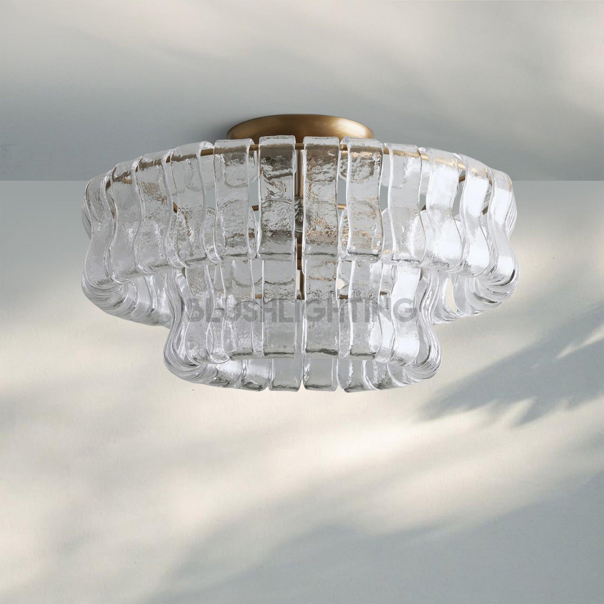 Ghiaccio Modern Glass Flushmount - Antique BrassClearBlushlighting