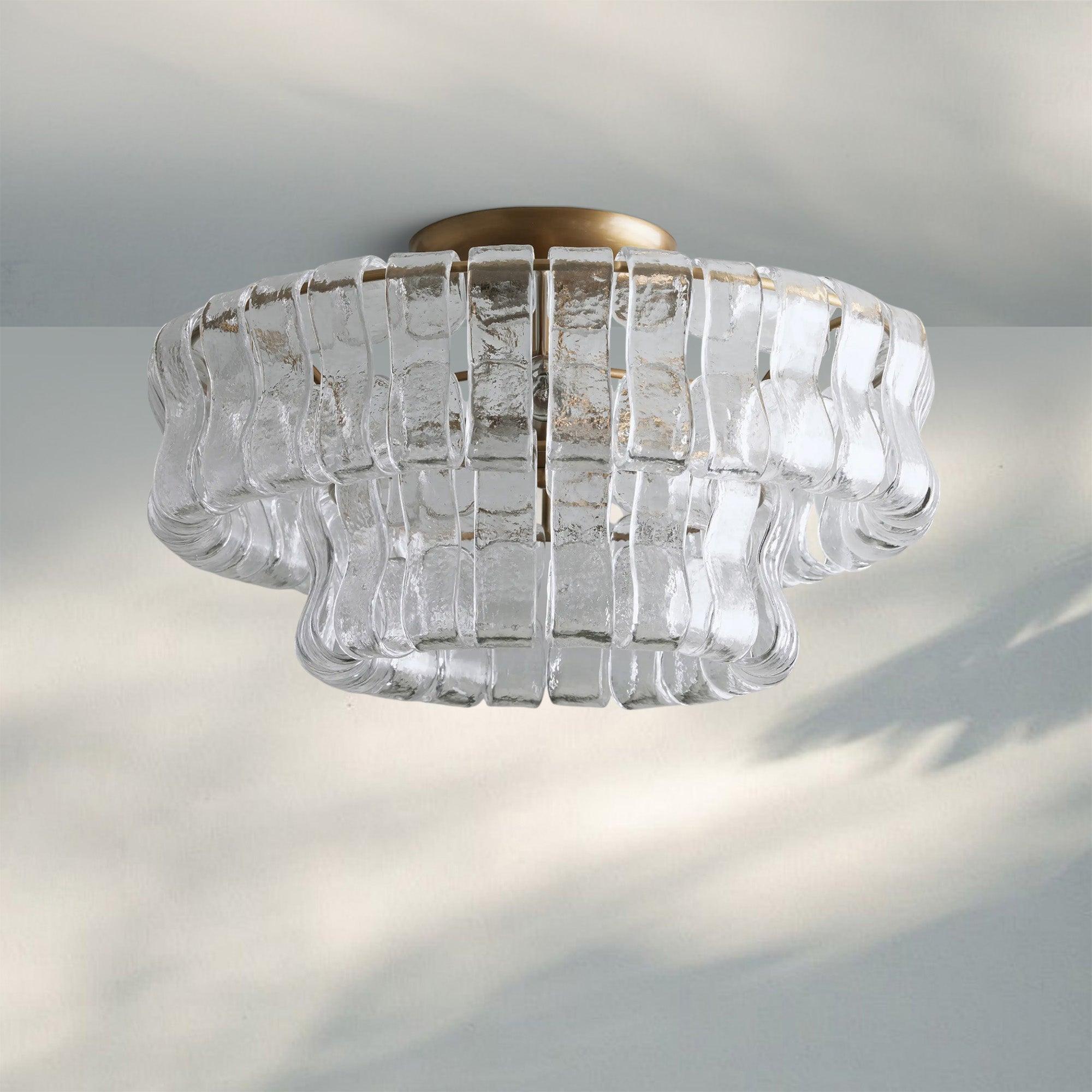 Ghiaccio Modern Glass Flushmount - Antique BrassClearBlushlighting
