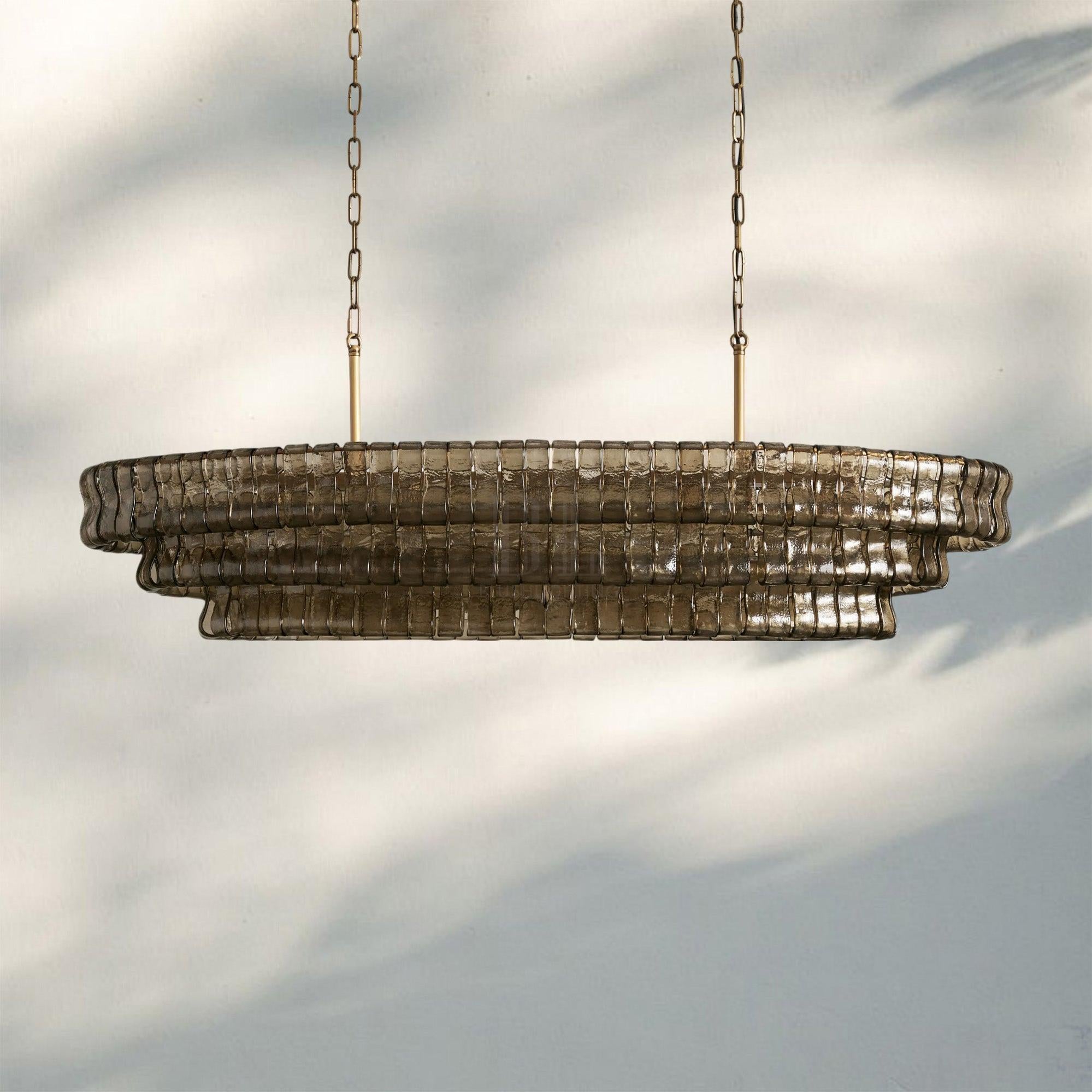 Ghiacio Glass Oval Chandelier 54''65''-