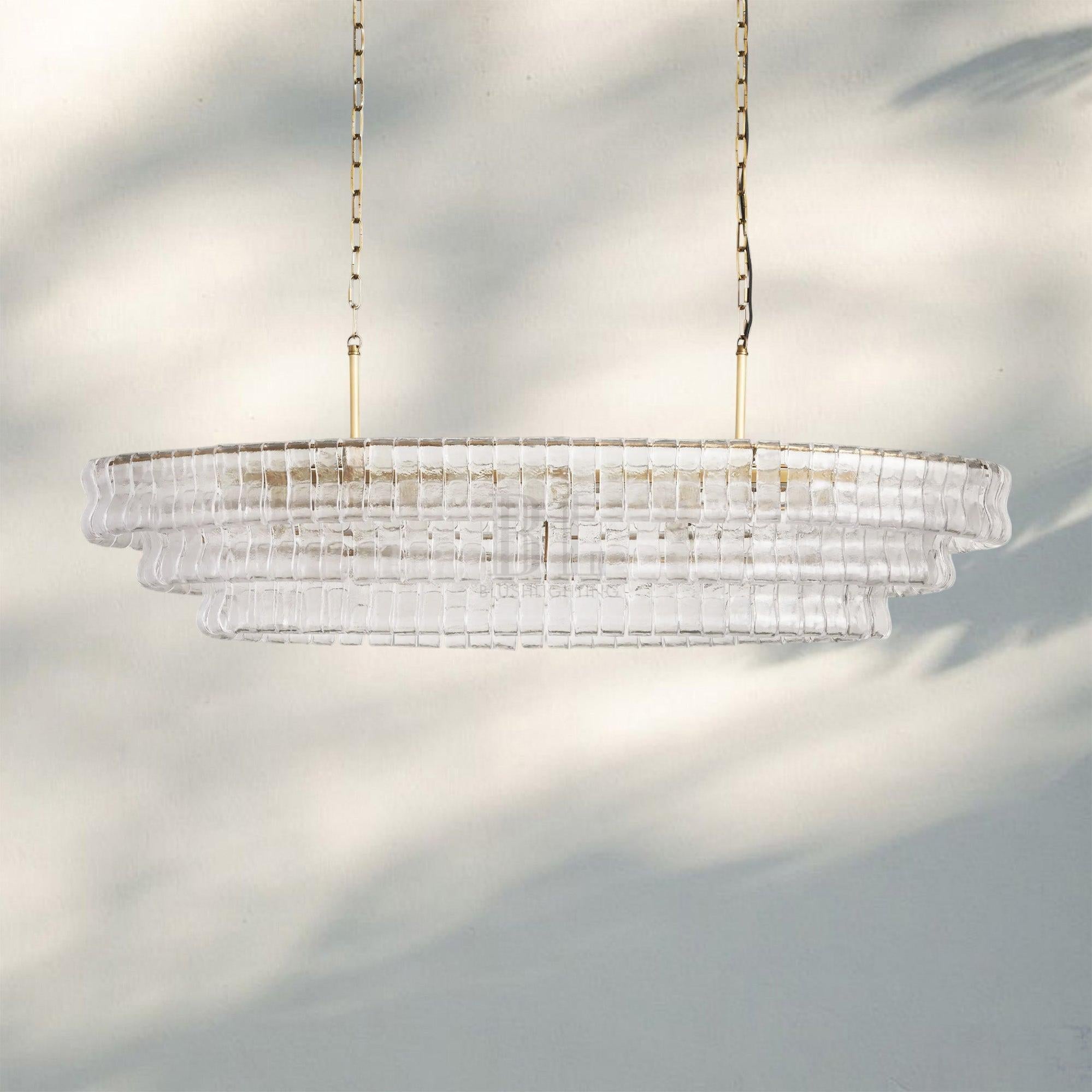 Ghiacio Glass Oval Chandelier 54''65''-