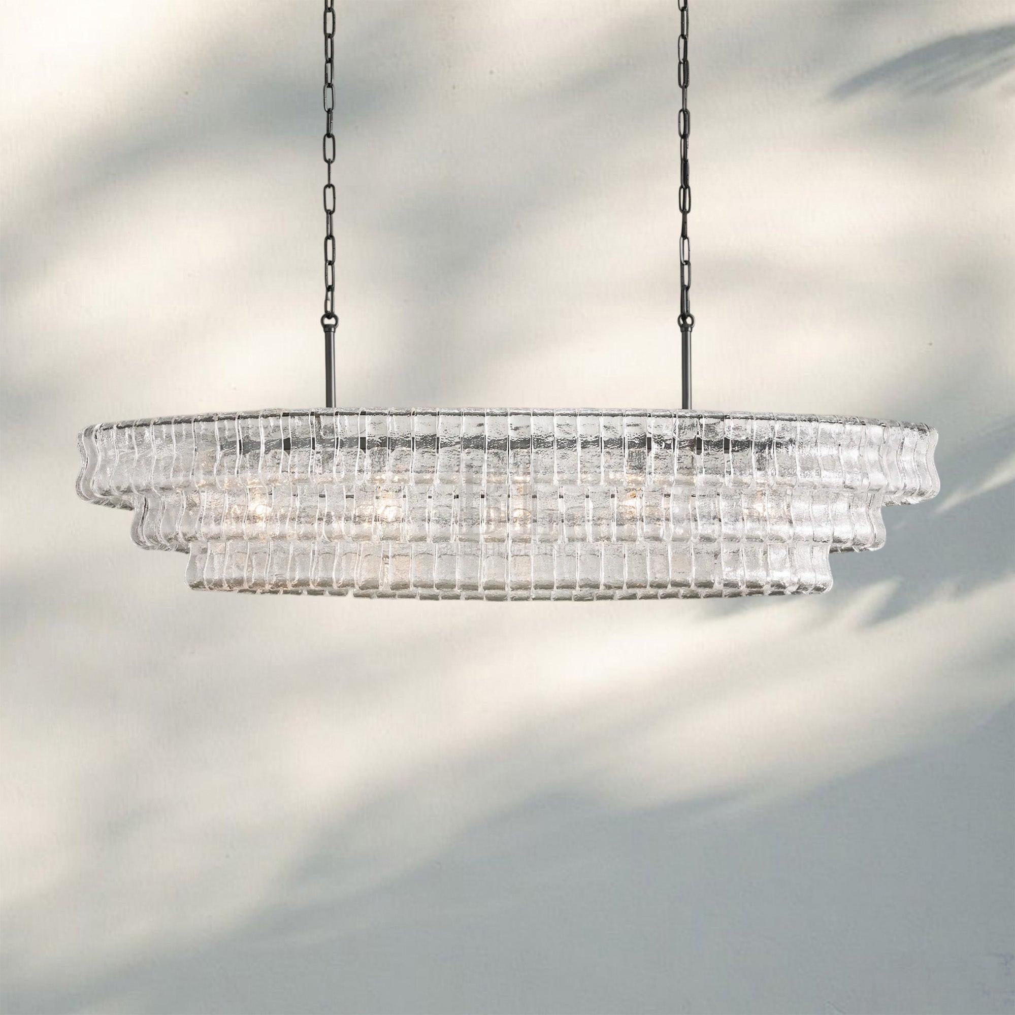 Ghiacio Glass Oval Chandelier 54''65''-