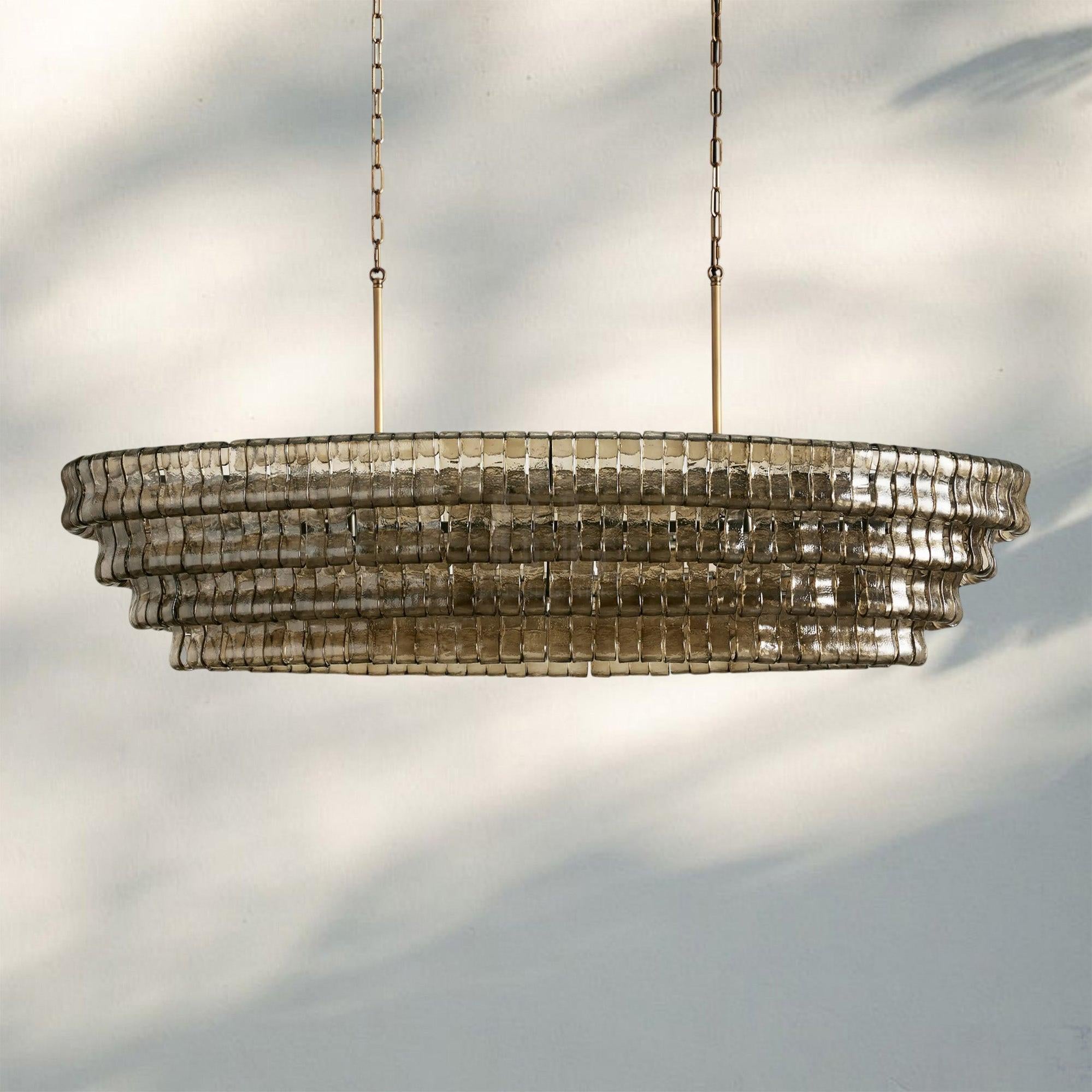 Ghiacio Glass Oval Chandelier 54''65''-