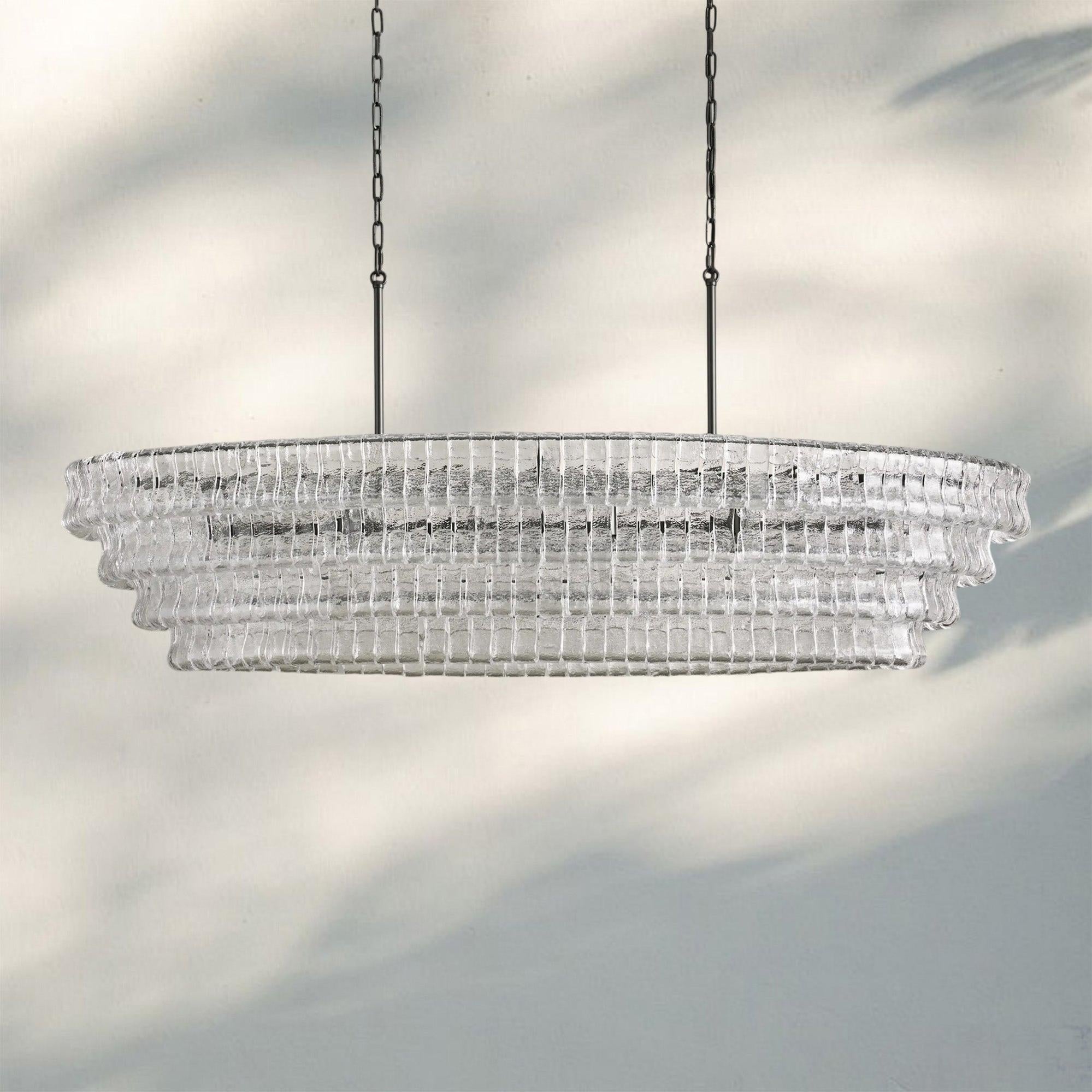 Ghiacio Glass Oval Chandelier 54''65''-