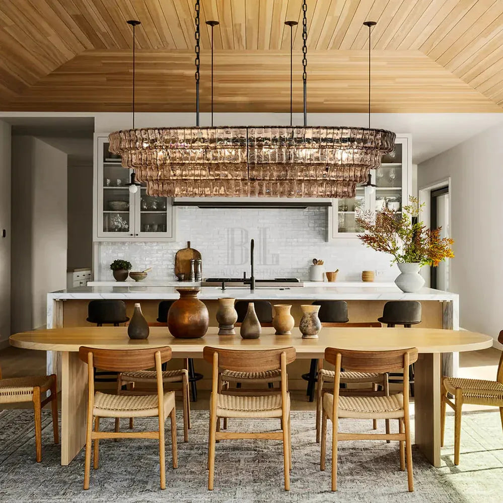 Ghiacio Glass Oval Chandelier 54''65''-