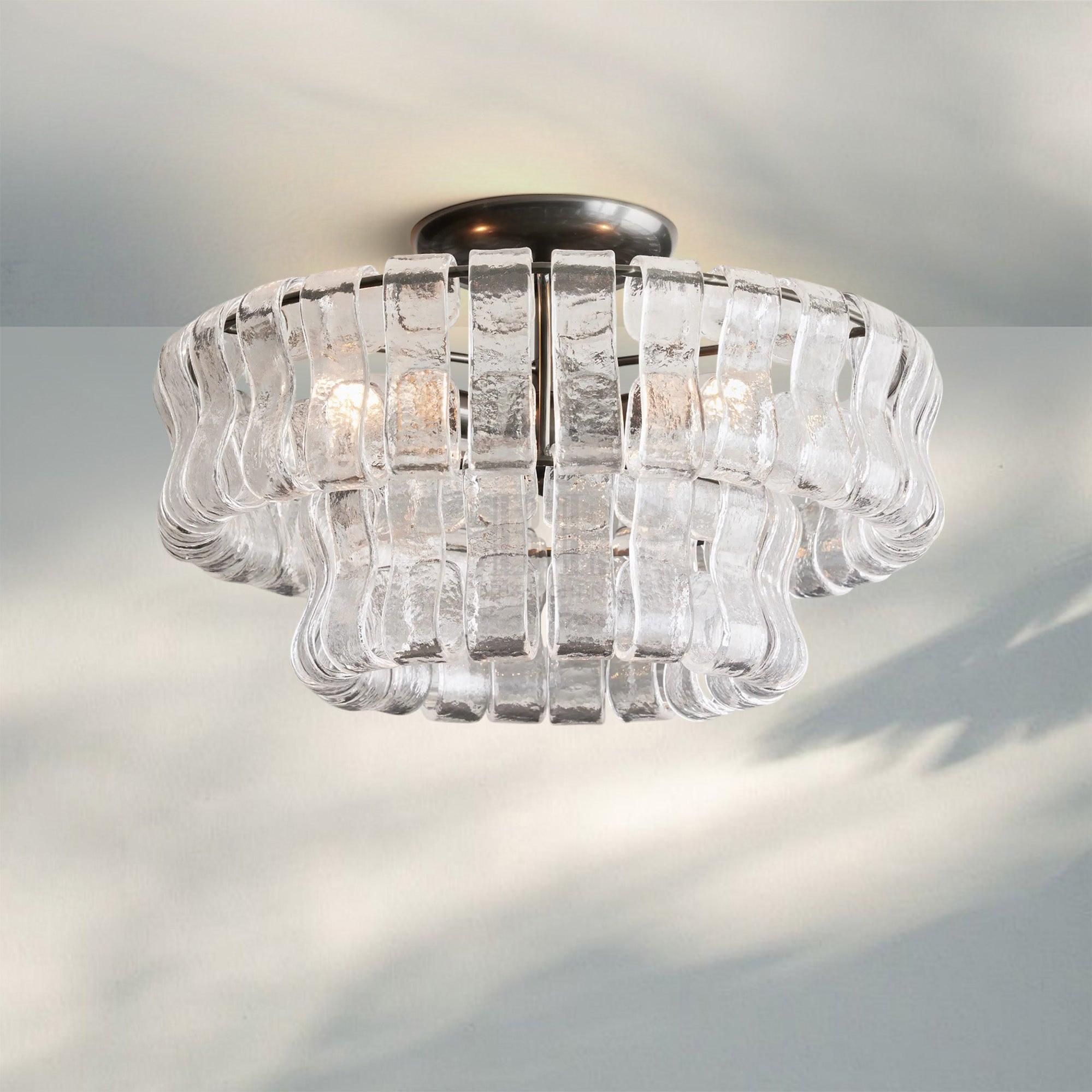 Ghiacio Modern Glass Flushmount-Matte Black-Clear-