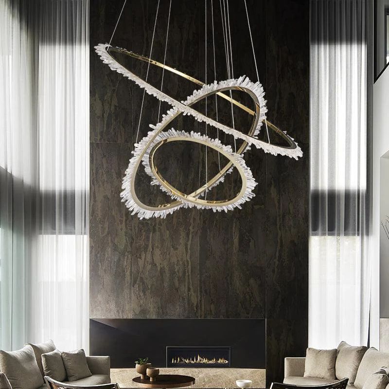 Gina Rock Crystal Ring Chandelier - 14.7" DBlushlighting