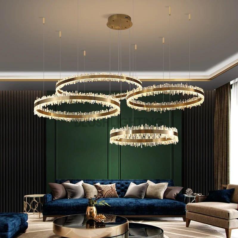 Gina Rock Crystal Rings Luxury Chandelier - Blushlighting