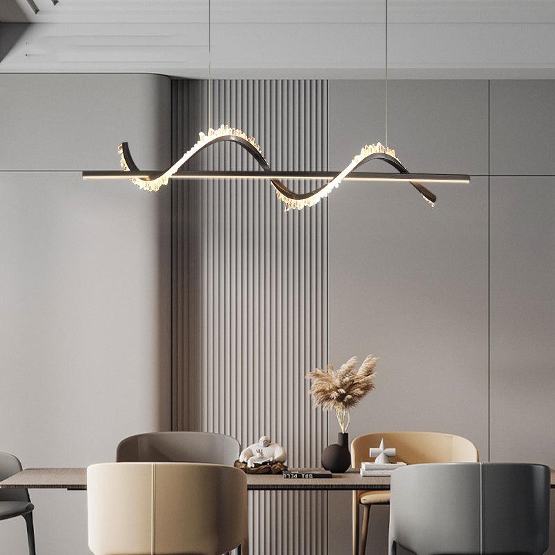Gina Spiral Rock Crystal Chandelier,Linear Dining Room Chandelier - 39.4" L x 7.9" HBlushlighting