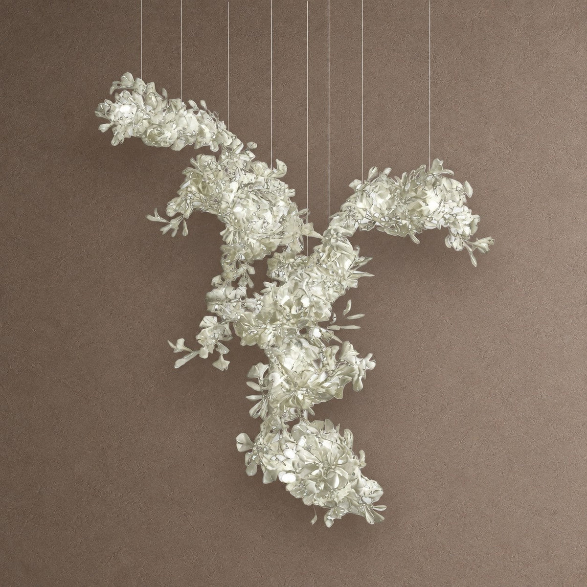 Gingko Cluster Chandelier - L 137.8″ x H 118.1″ / L 350cm x H 300cmNickel & WhiteBlushlighting