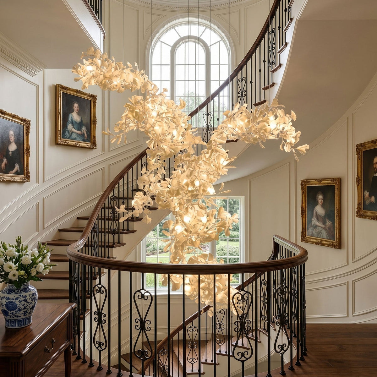 Gingko Combination Chandelier - L 137.8″ x H 118.1″ / L 350cm x H 300cmGold & WhiteBlushlighting